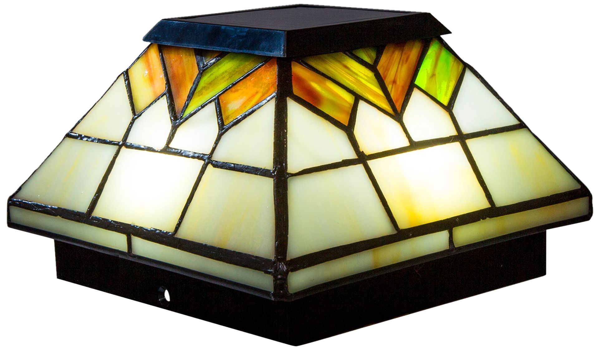 Wellington 5"x5" Stained Glass Outdoor LED Solar Post Cap 76X95
