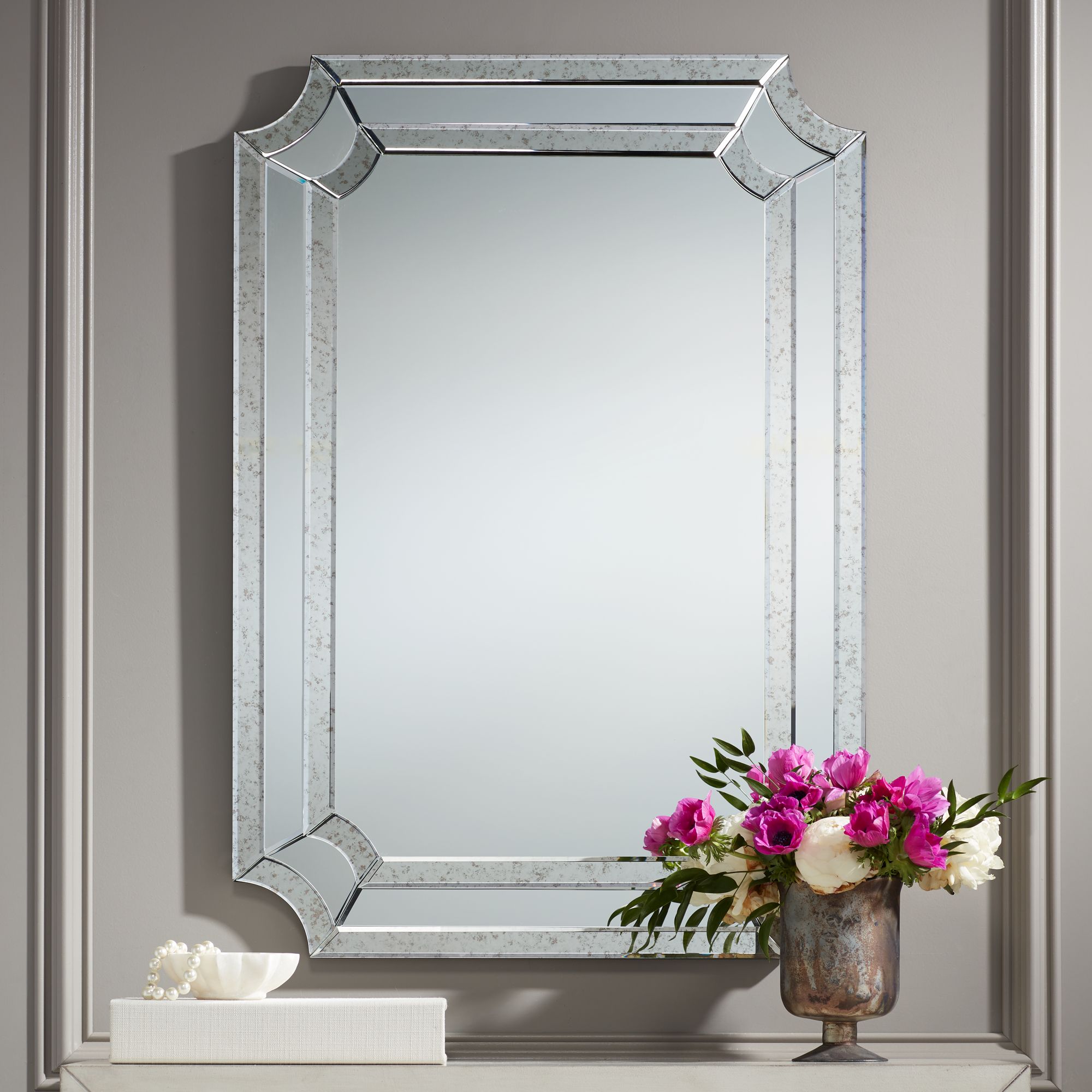 Alli 28" x 40" Antiqued Edge Cut Corner Wall Mirror eBay