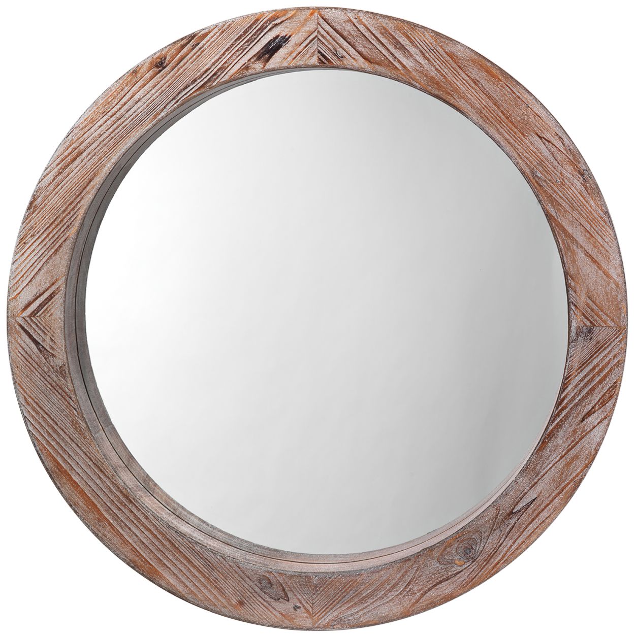 Natural 36" Round Reclaimed Wood Wall Mirror 77E30 Lamps Plus