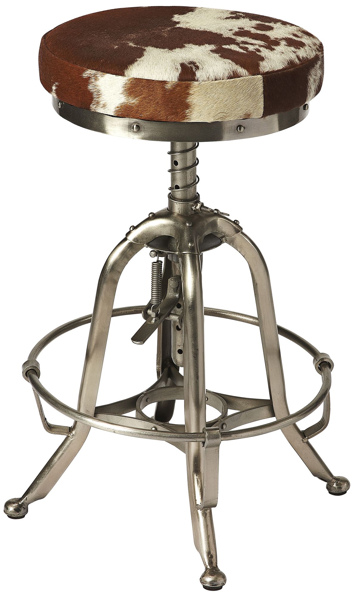 Donovan HairOnHide Leather Adjustable Swivel Bar Stool 77K00