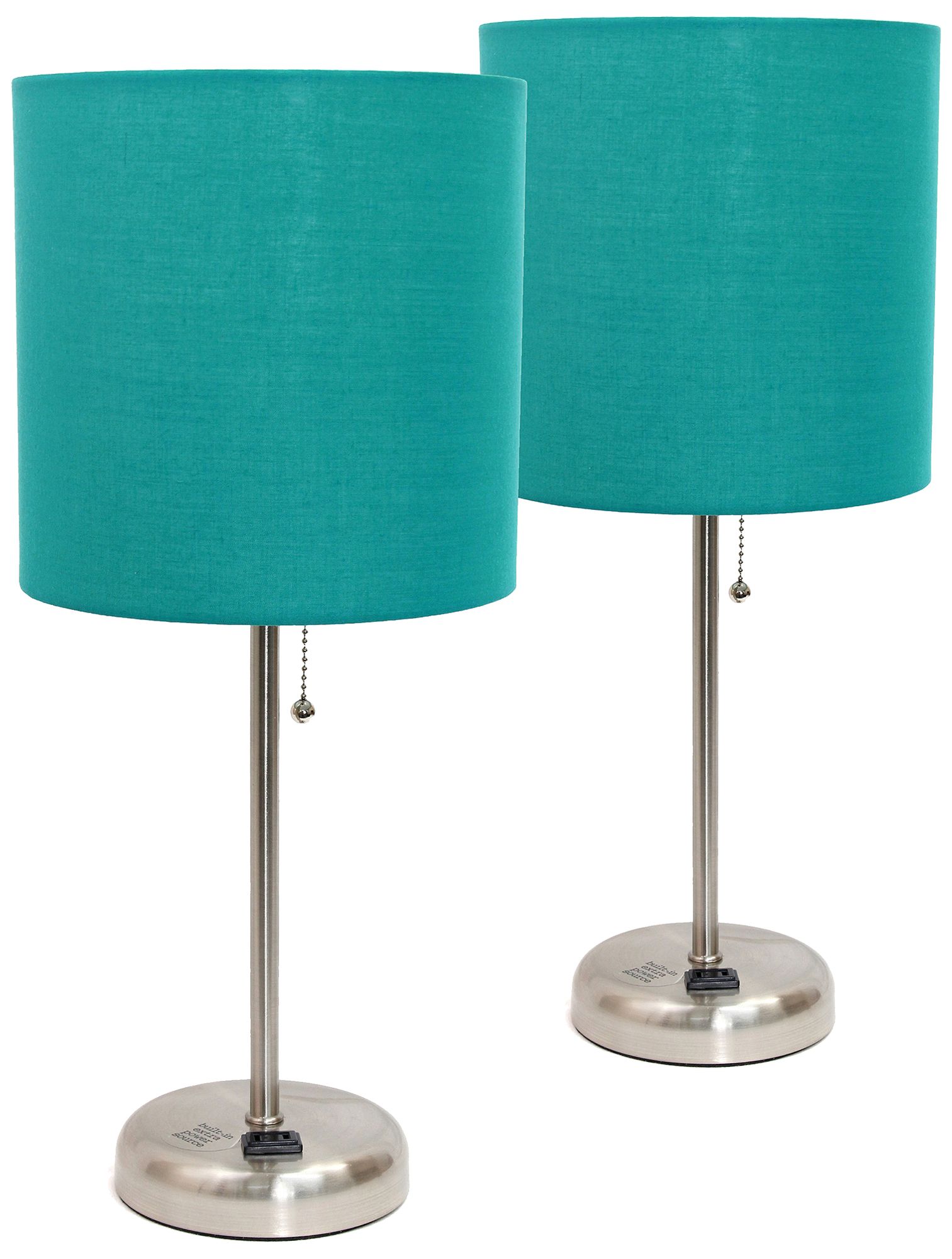 LimeLights Teal Green Power Outlet Table Lamps Set of 2 77K41