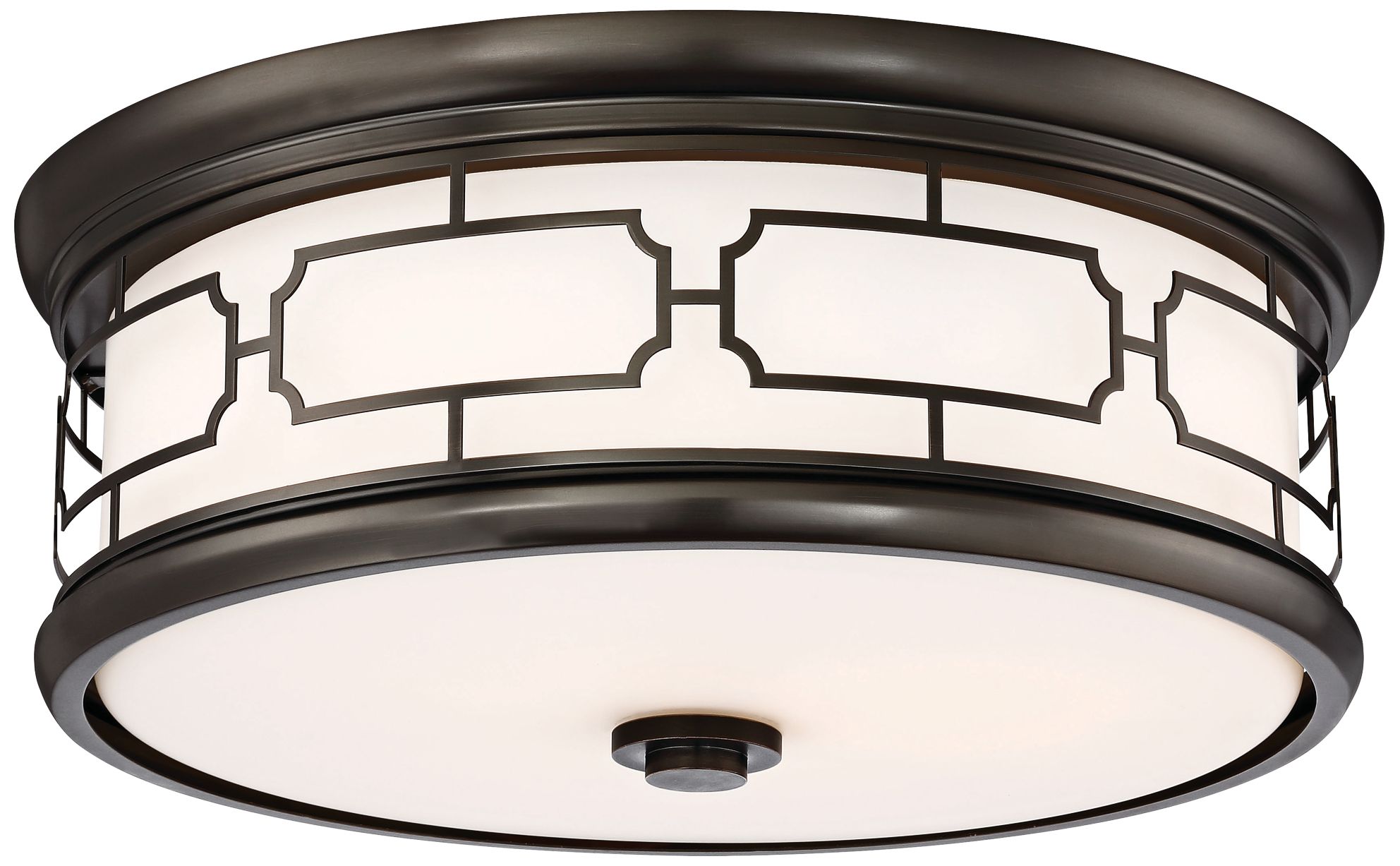 Flush Mount 16"W Harvard Court Bronze Drum LED Ceiling Light 78M37
