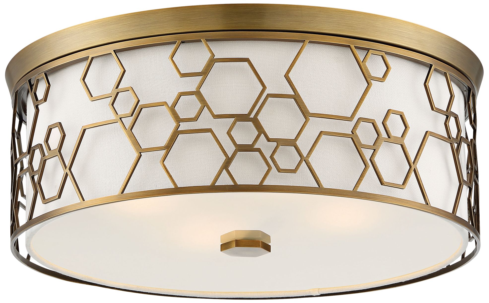 Flush Mount 17"W Polished Satin Brass Drum LED Ceiling Light 78M61