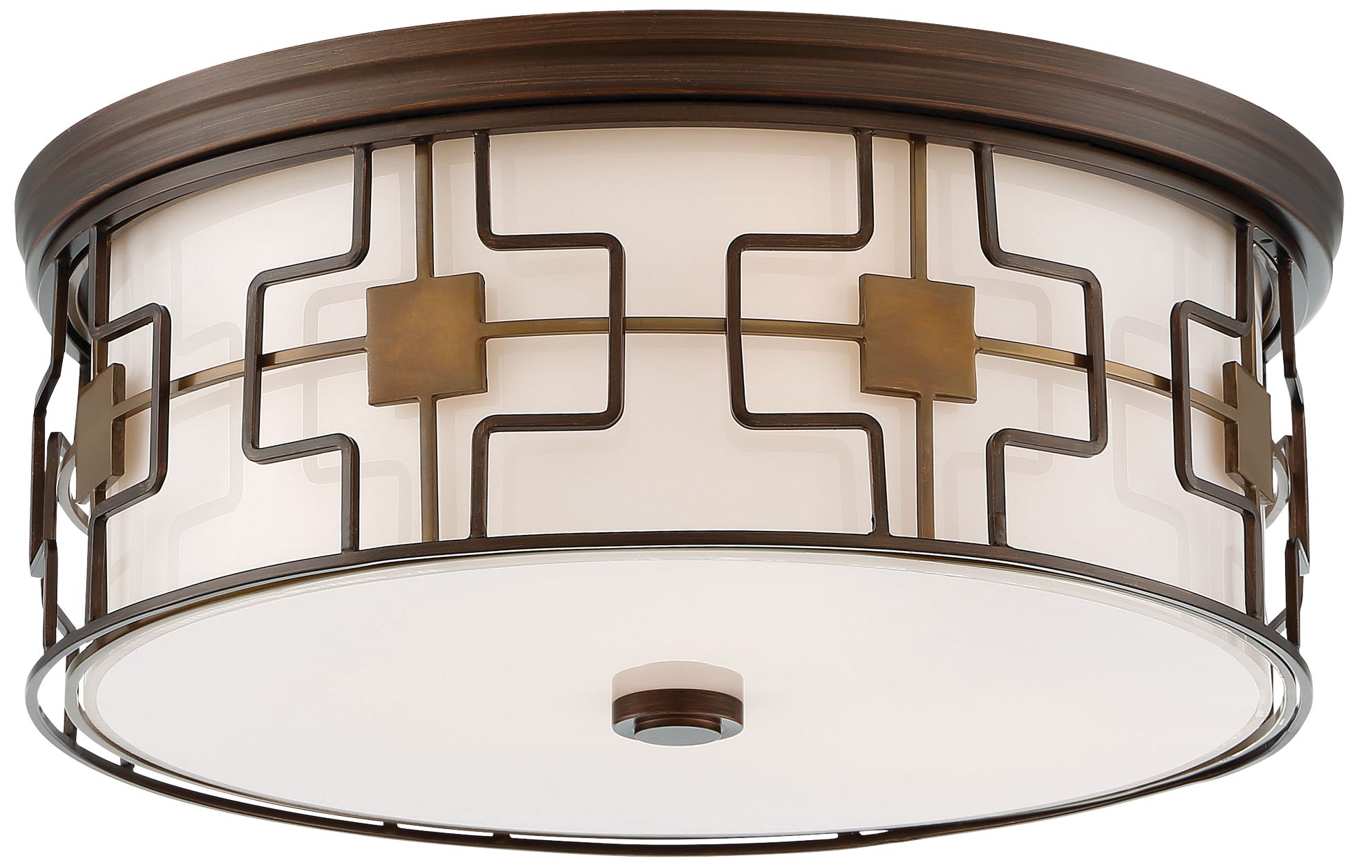 Flush Mount 16"W Dark Brushed Bronze Drum LED Ceiling Light 78M65