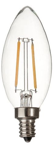 25W Equivalent Clear 2W 12 Volt LED Dimmable Candelabra Bulb 78V81
