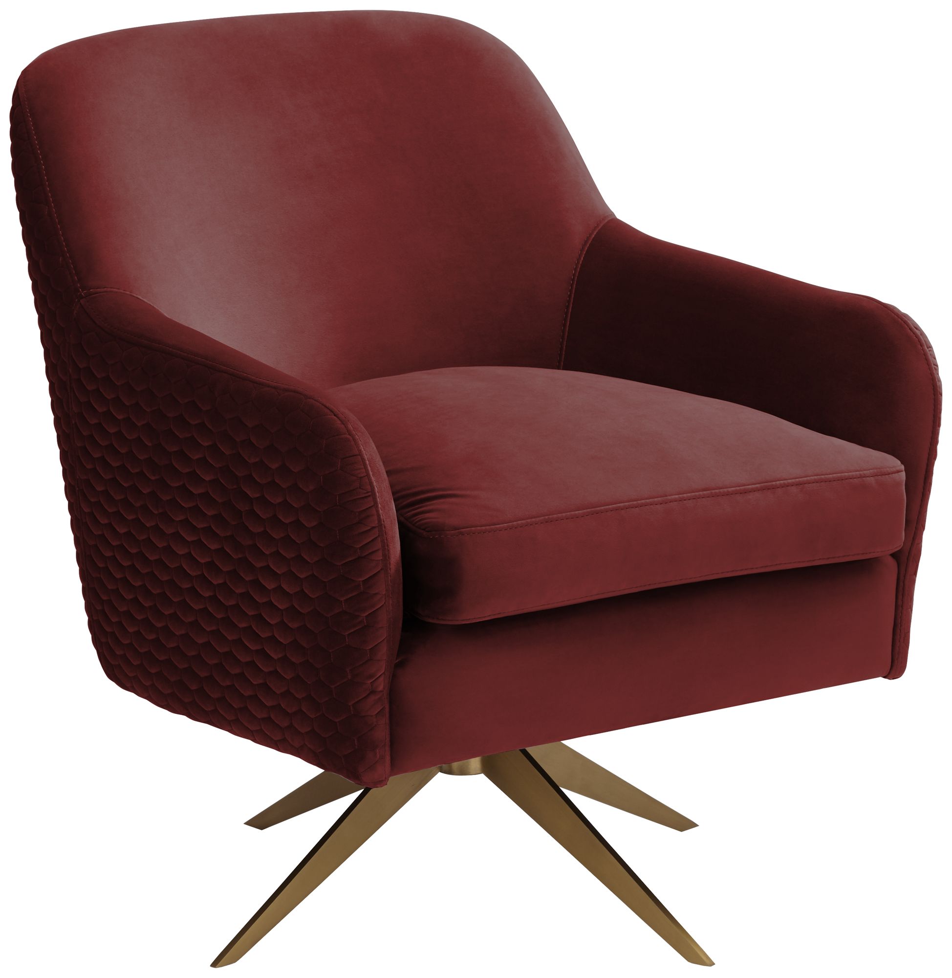 Ames Quilted Wine Velvet Swivel Chair 79J46 Lamps Plus