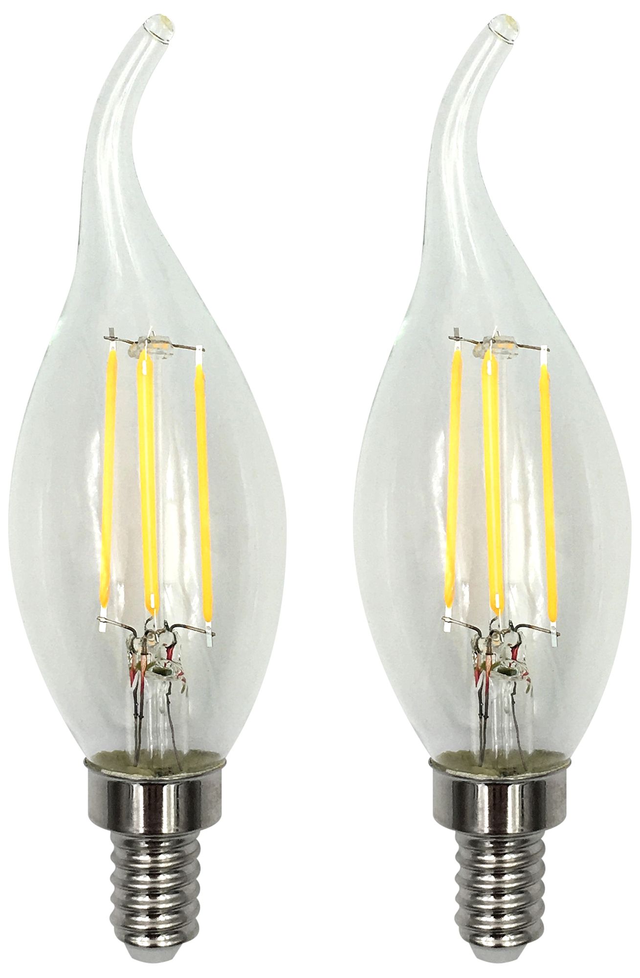 40W Equivalent Clear 4W LED Dimmable FlameTip E12 Set of 2 79P76
