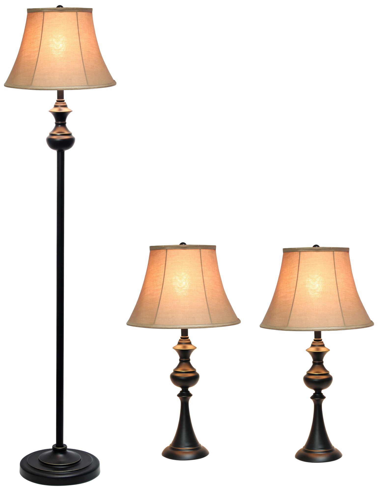Elegant Designs Bronze 3Piece Floor and Table Lamp Set 79R87