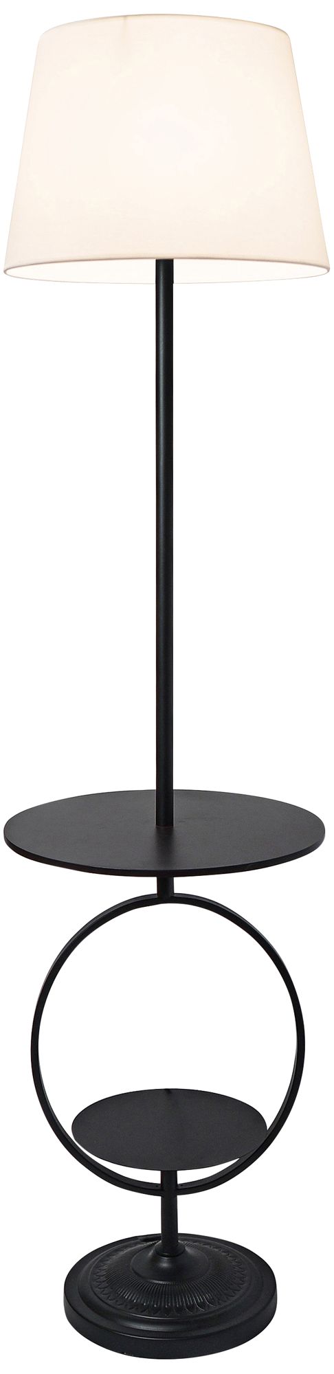 Elegant Designs Black End Table Floor Lamp with 2 Shelves 79T26