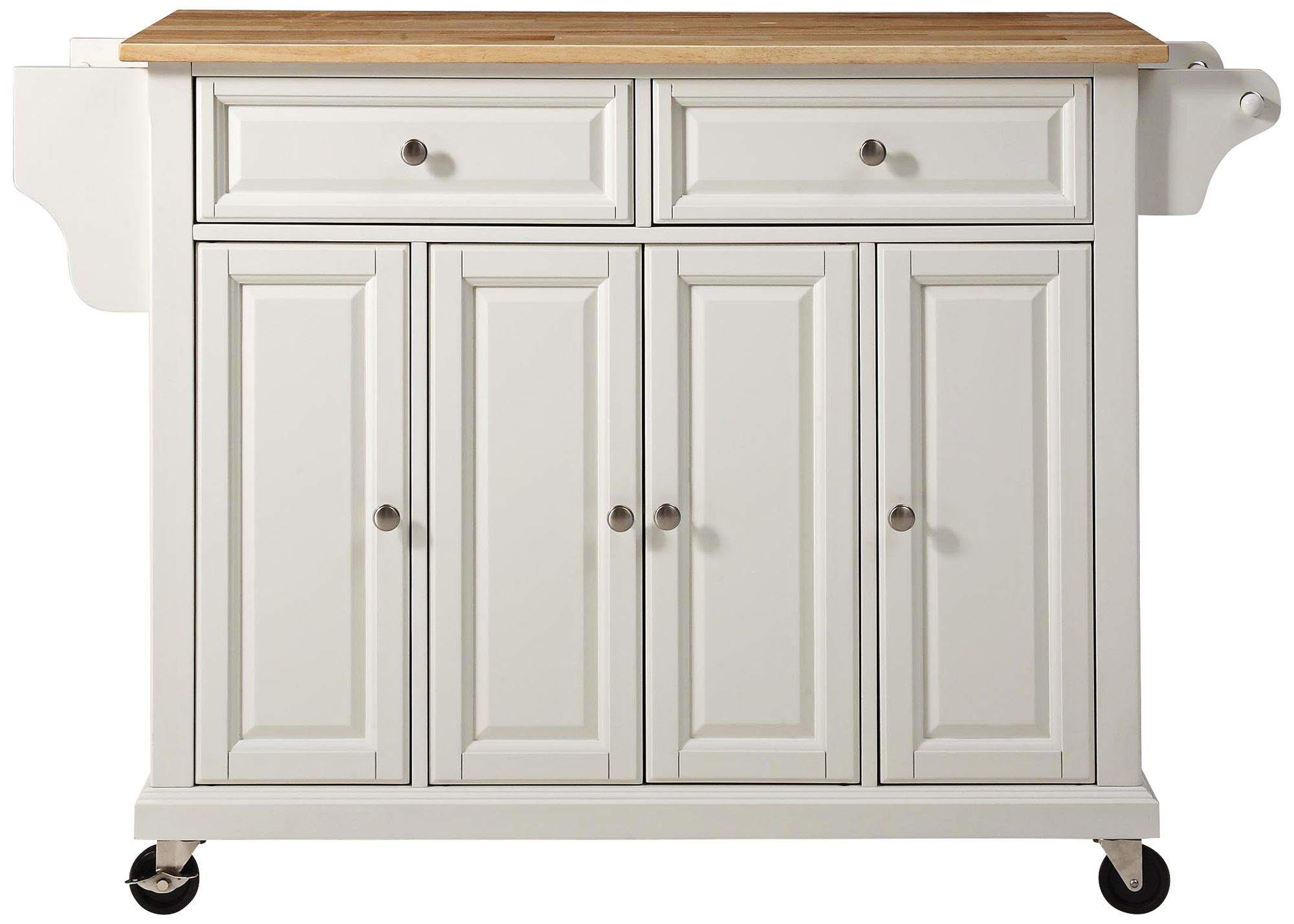 Dover 52" Wide Cutting Board Top White Kitchen Island Cart 7G978