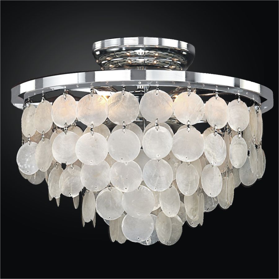 Bayside 13" Wide Silver Pearl Capiz Shell Ceiling Light 7H378