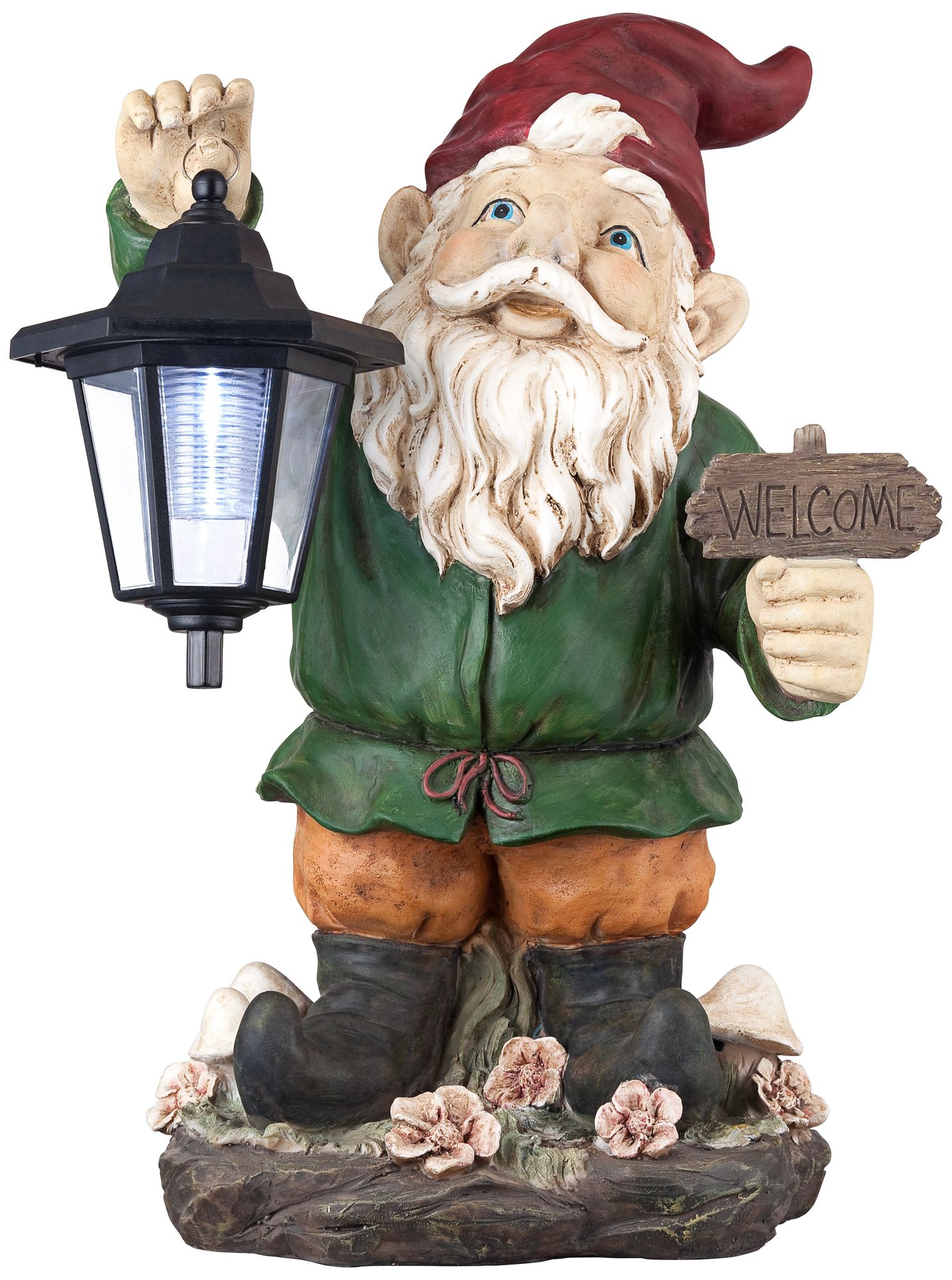 Gnome with Lantern 16" High Outdoor Garden Statue 7J452