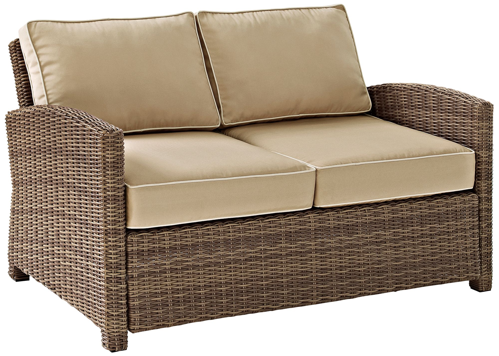 Bradenton Rattan Wicker Sand Cushion Outdoor Loveseat 7K170 Lamps Plus