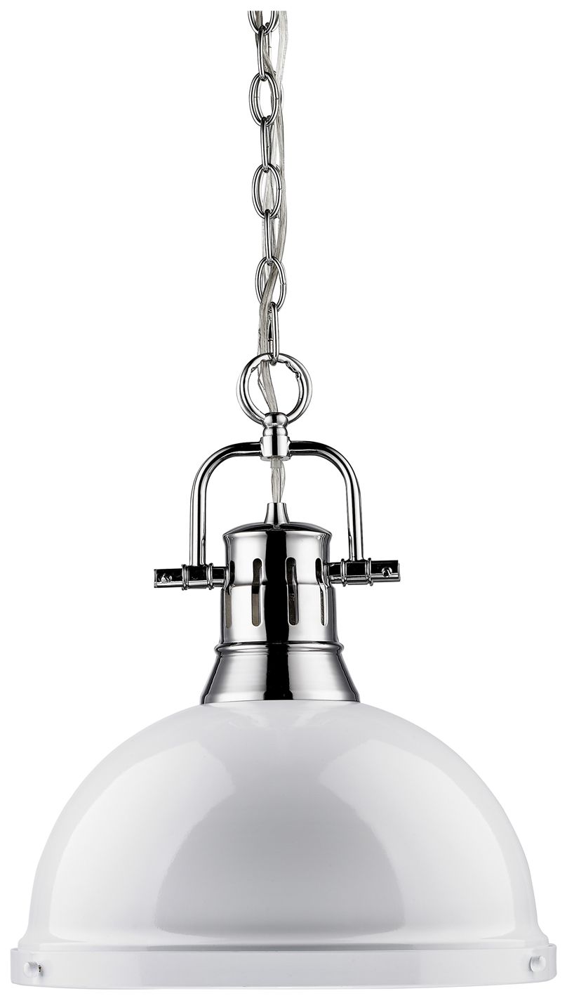 Duncan Chrome 14" Wide Contemporary White Pendant Light 7K316