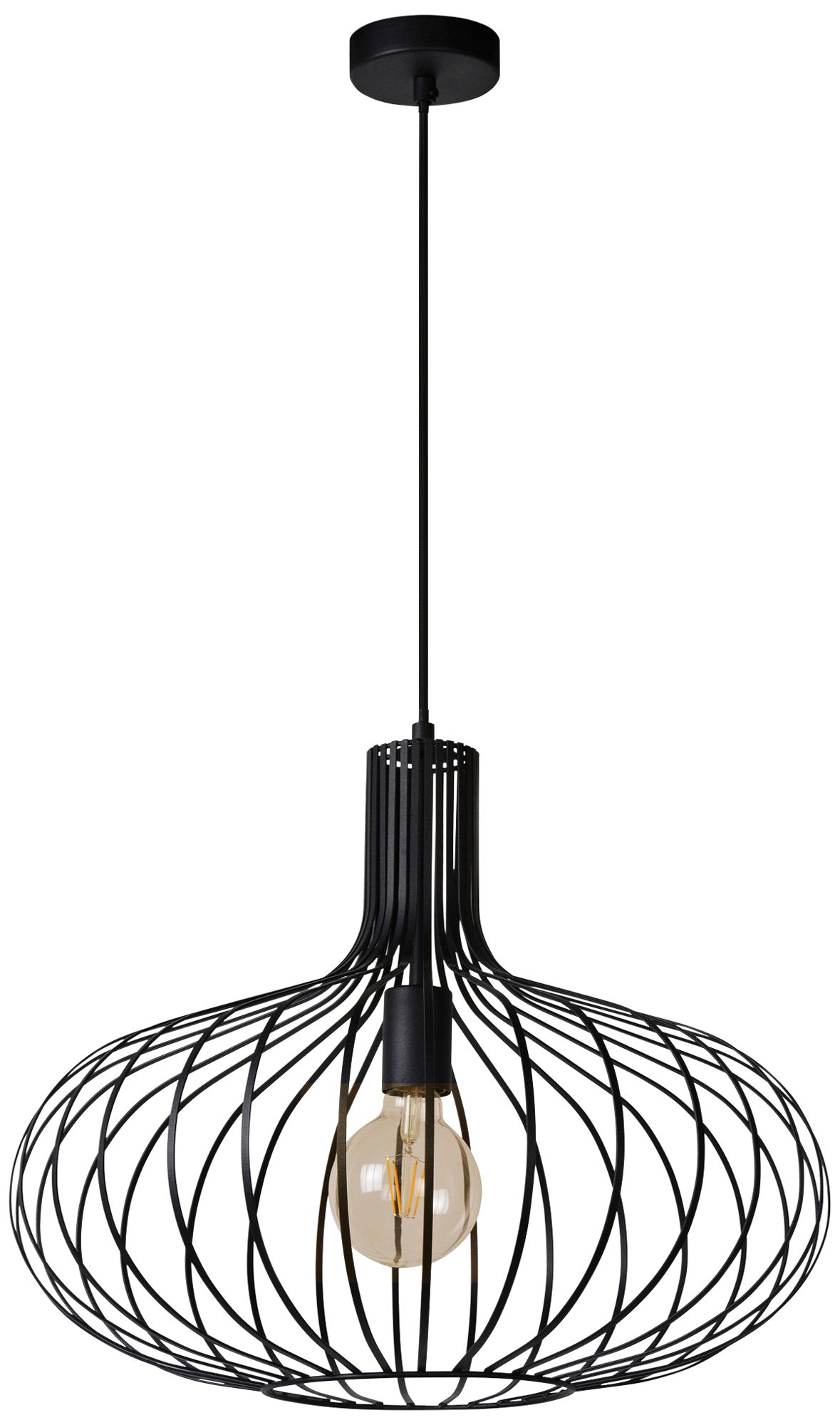 Ione 19 3/4" Wide Textured Black Open Cage Pendant Light 80J63