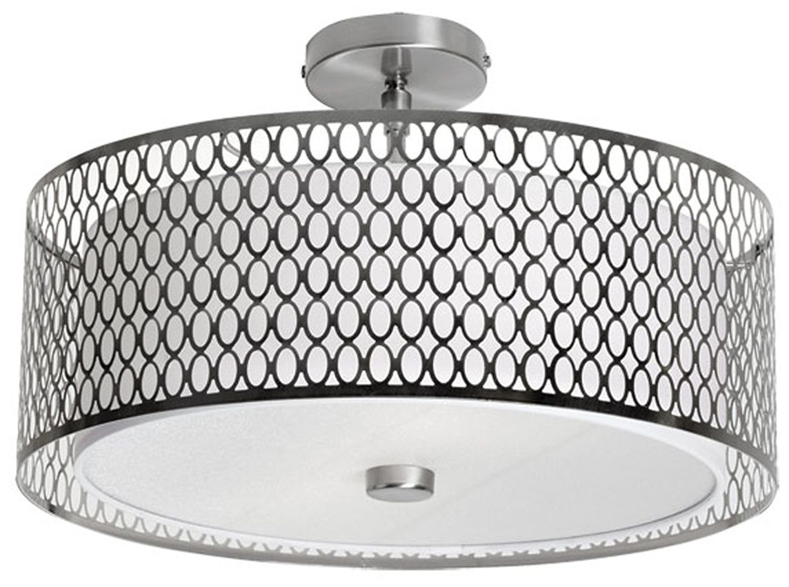 Oleo 17" Wide Satin Chrome Drum Ceiling Light 80N35 Lamps Plus