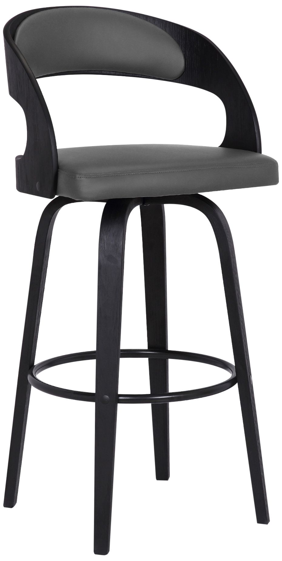 Shelly 30" Gray Faux Leather Swivel Bar Stool 80P33 Lamps Plus