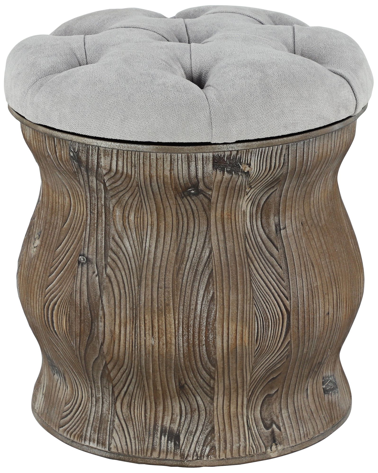 Newl Light Gray Tufted Round Wood Ottoman with Storage 81A64 Lamps