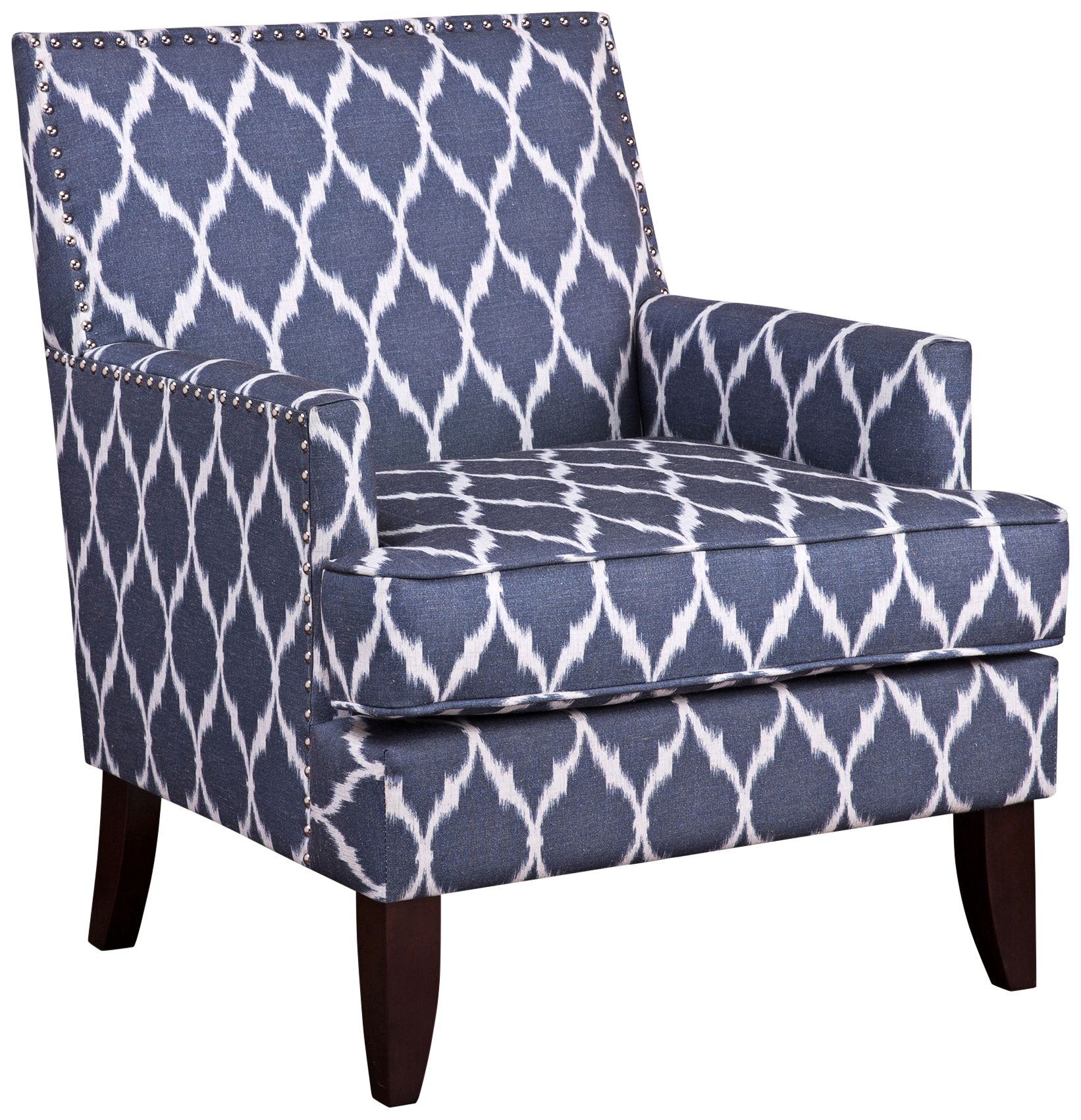Charlie Blue and White Track Arm Club Chair 82W73 Lamps Plus