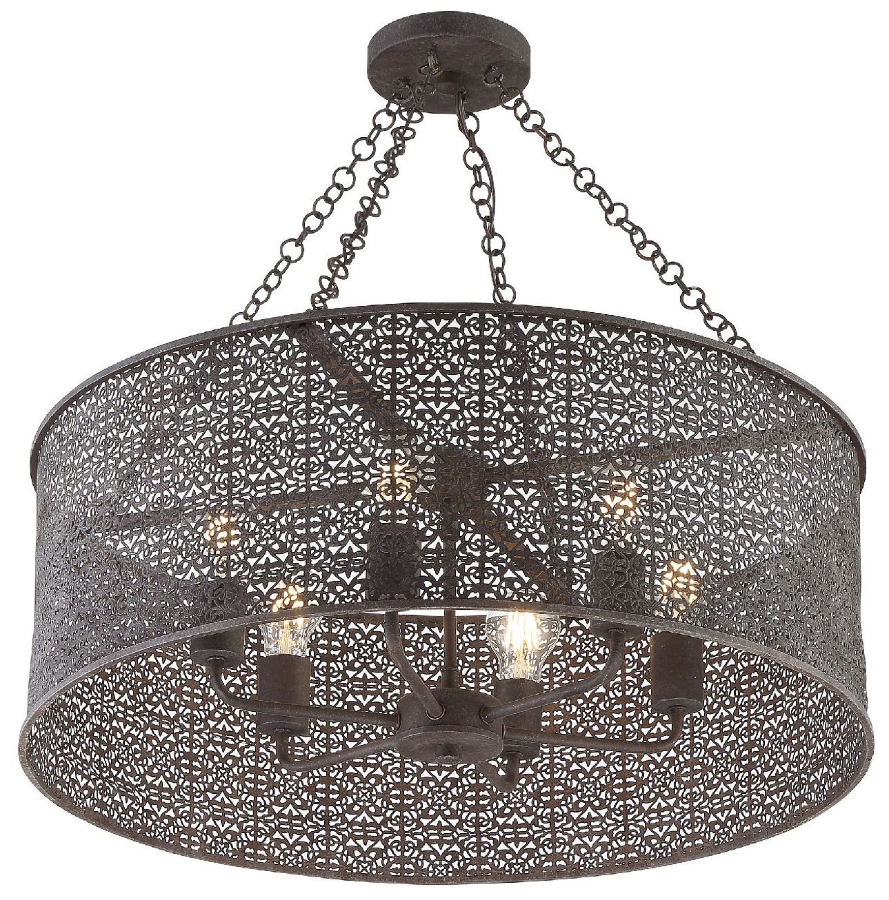 Crystorama Jasmine 25" Wide Bronze 6Light Drum Chandelier 83G54