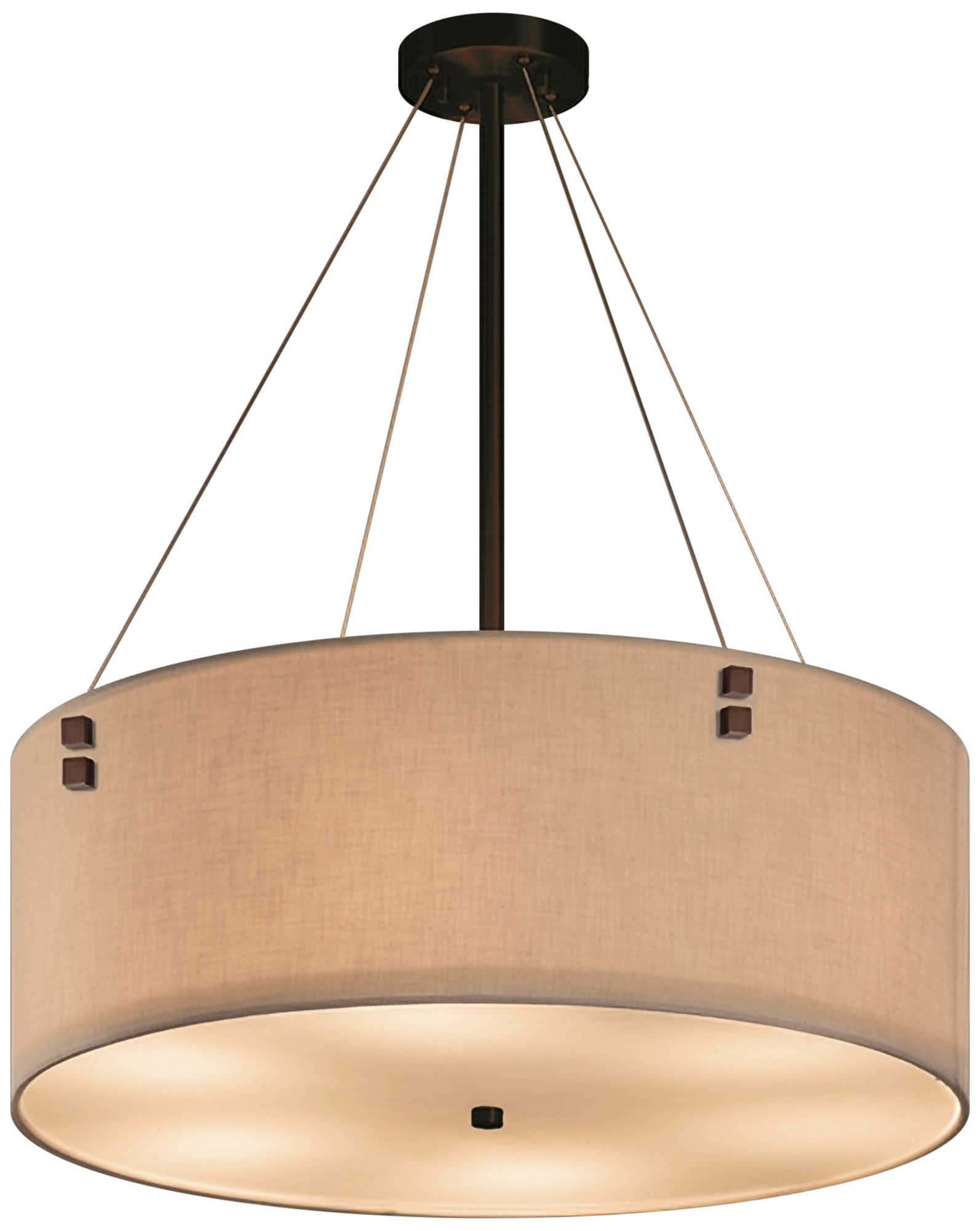 Textile Finials 24"W Cream Fabric Drum Pendant Light 83K07 Lamps Plus