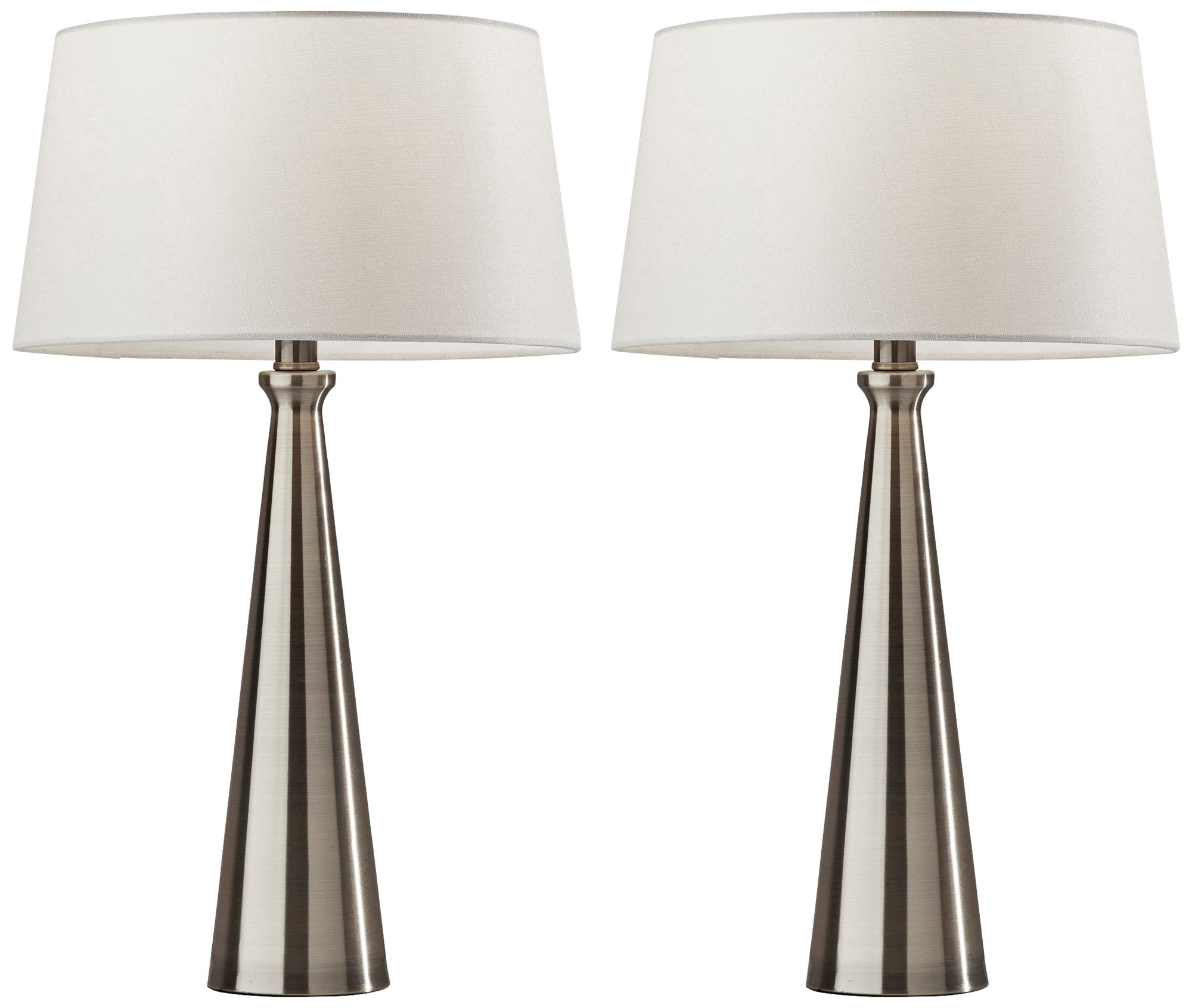 Lucy Brushed Steel Metal Accent Table Lamps Set of 2 83K45 Lamps Plus