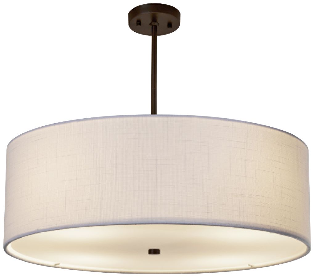 Textile Classic 24"W Bronze White Drum Pendant Light 85V24 Lamps Plus