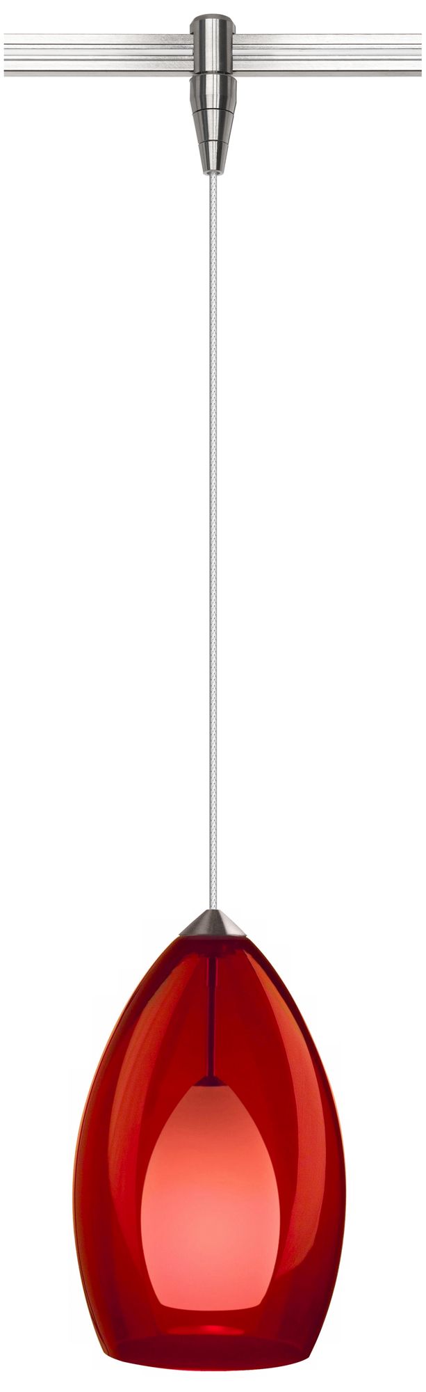 Fire 4 1/2"W Red Glass Satin Nickel Monorail Mini Pendant 86273