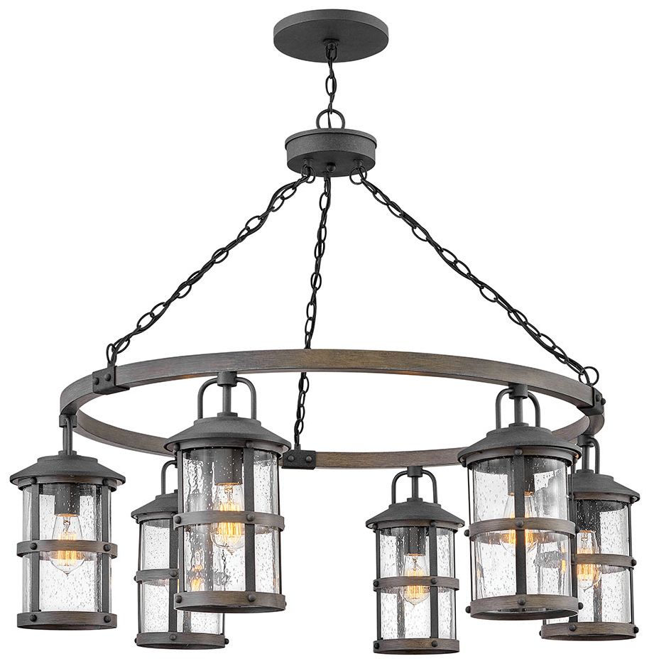 Lakehouse 42" Wide Aged Zinc 6Light Outdoor Chandelier 86G60