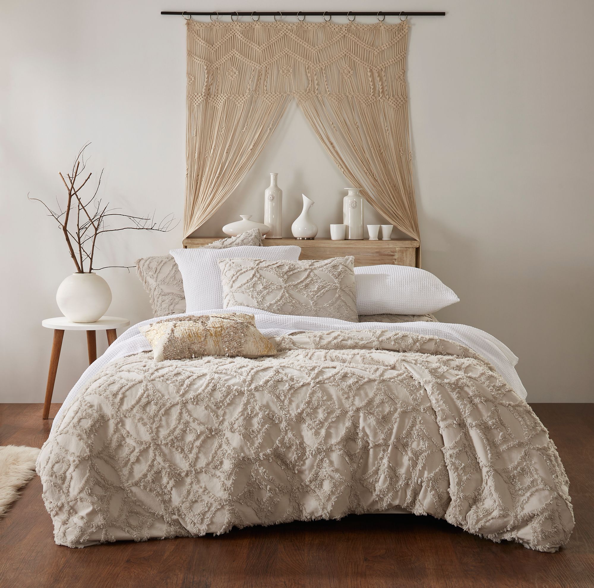 Madison Natural Tufted Fabric Duvet Cover 86K48 Lamps Plus