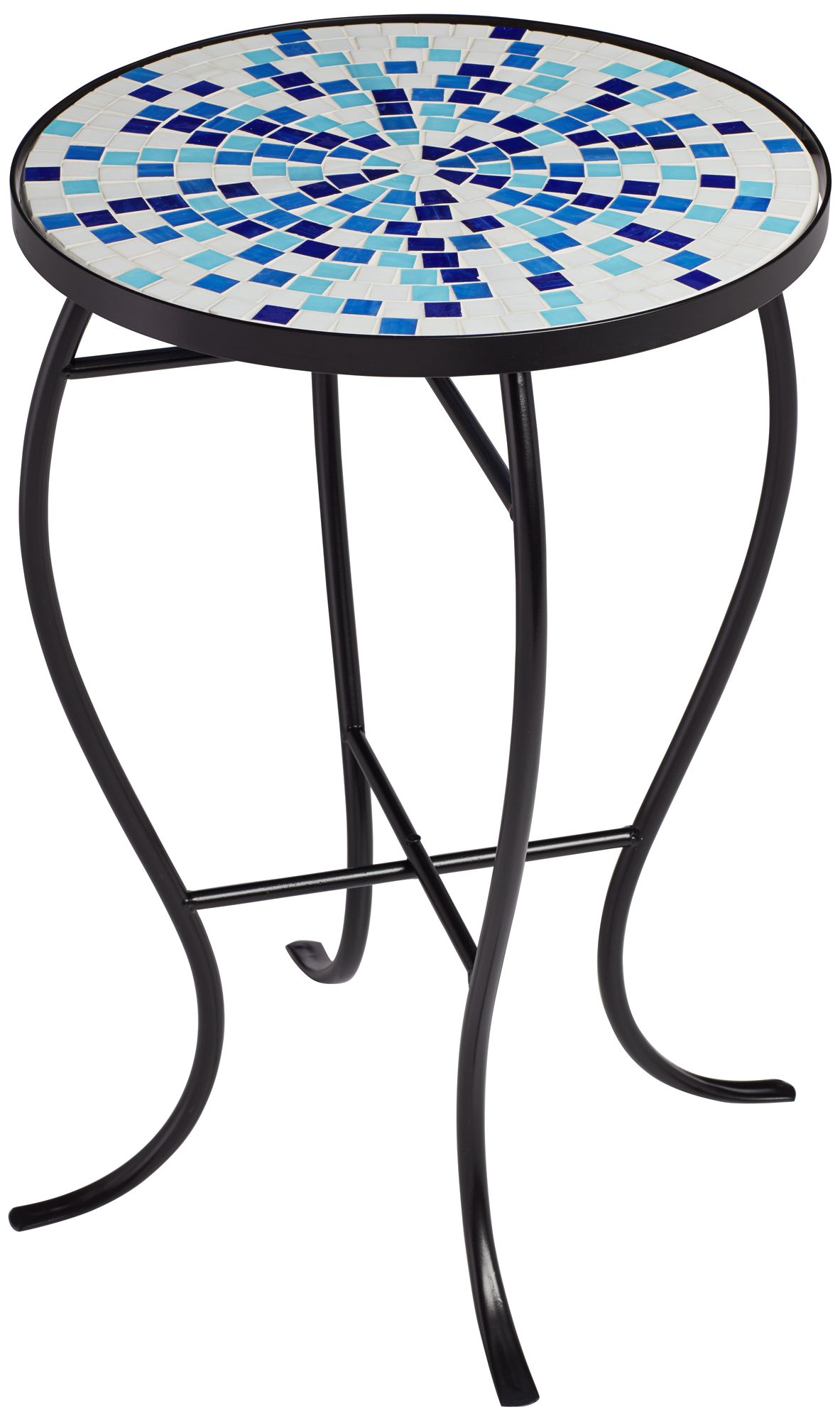 Multi Blue Mosaic Black Iron Outdoor Accent Table 86M01 Lamps Plus