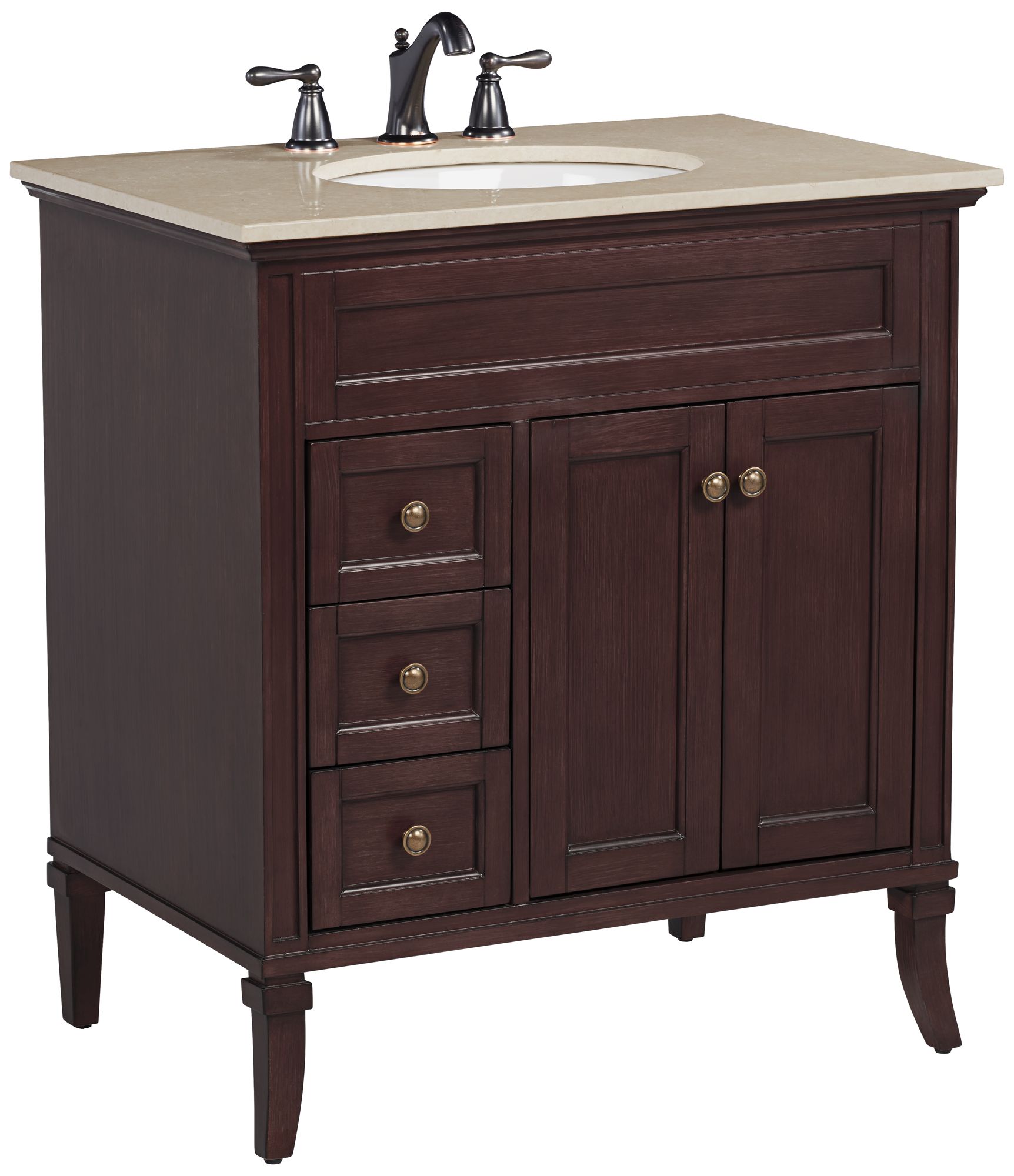 Afton 32" Wide 3Drawer Teak Wood Single Sink Vanity 86V72 Lamps Plus