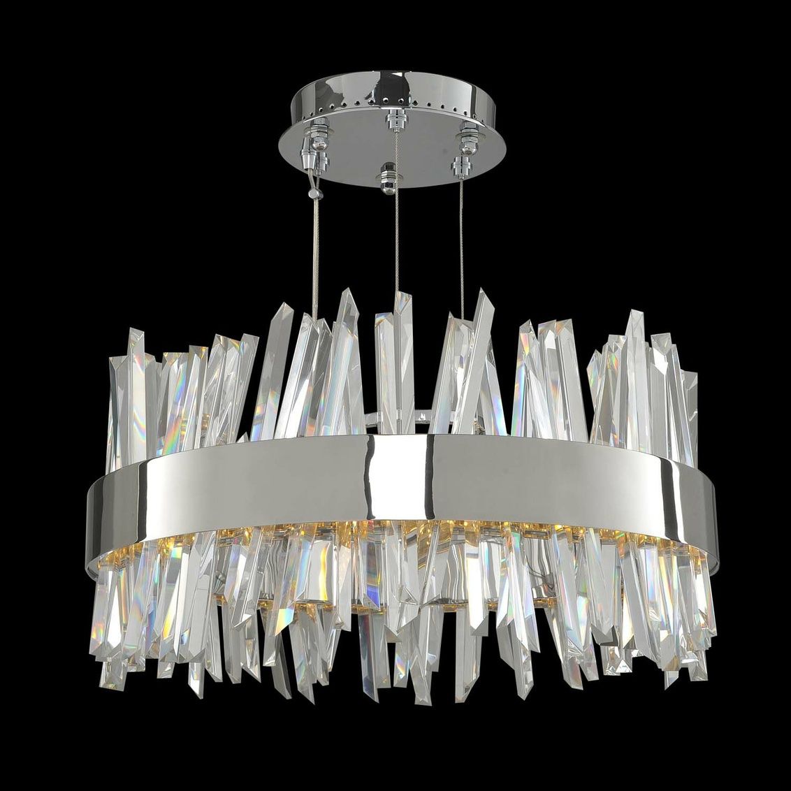 Allegri Glacier 20"W Chrome Crystal Round LED Pendant Light 87K08