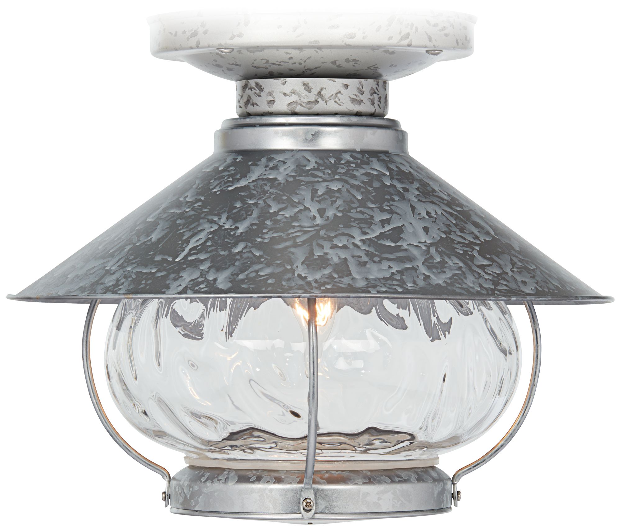 Galvanized Finish Lantern Outdoor LED Ceiling Fan Light Kit 87P57