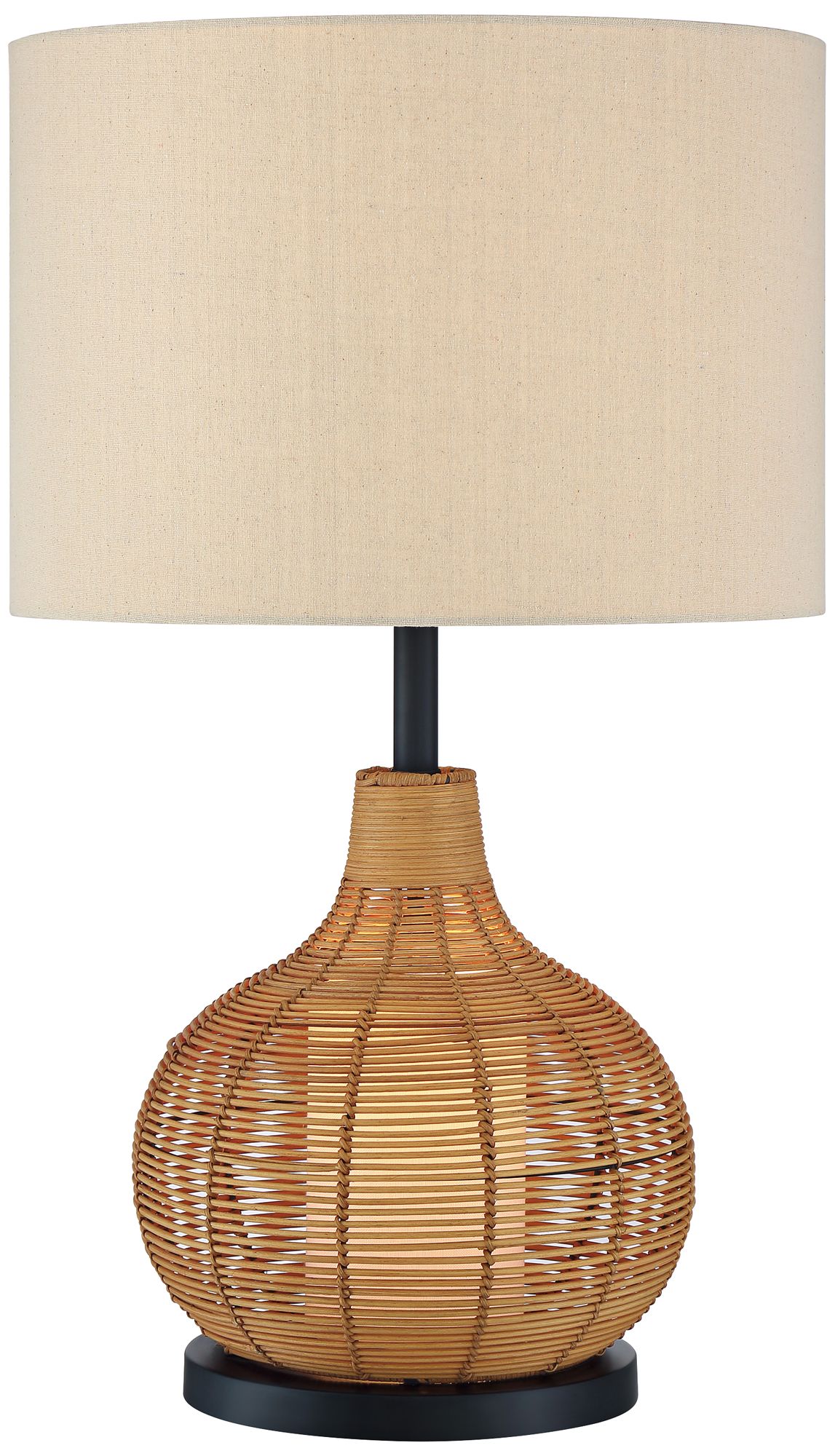 Lite Source Paige Woven Rattan Table Lamp with Night Light 87P72