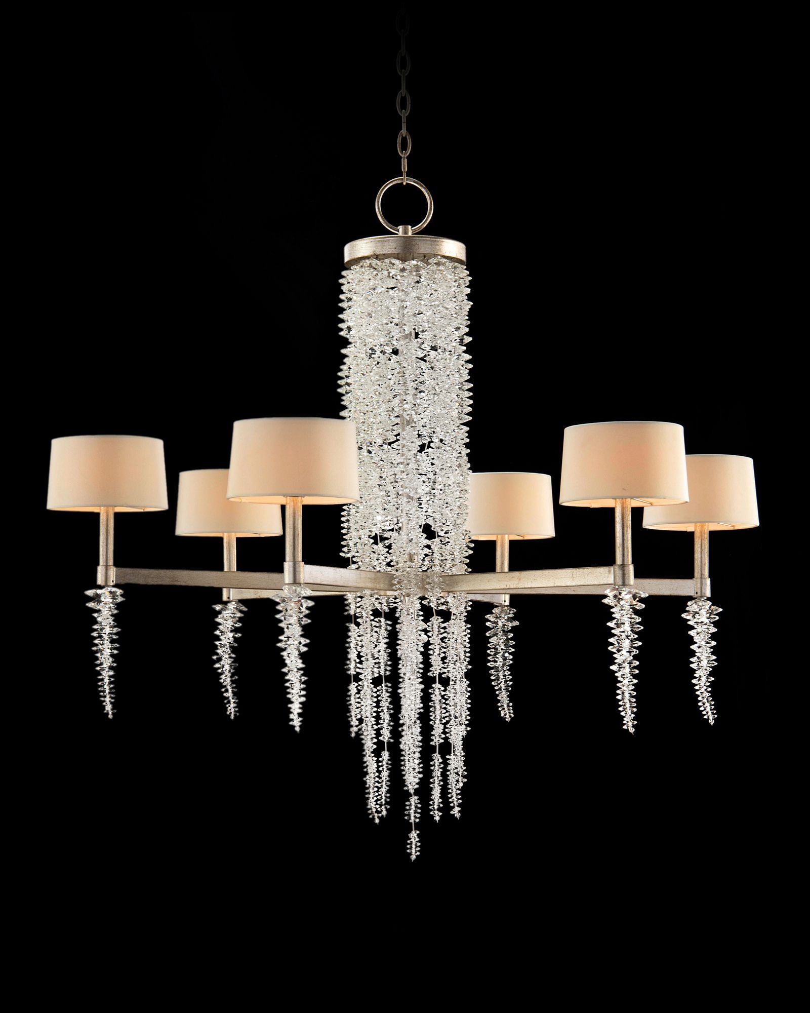Cascading Crystal Waterfall 43 1/2"W Silver 6Lt Chandelier 87T79