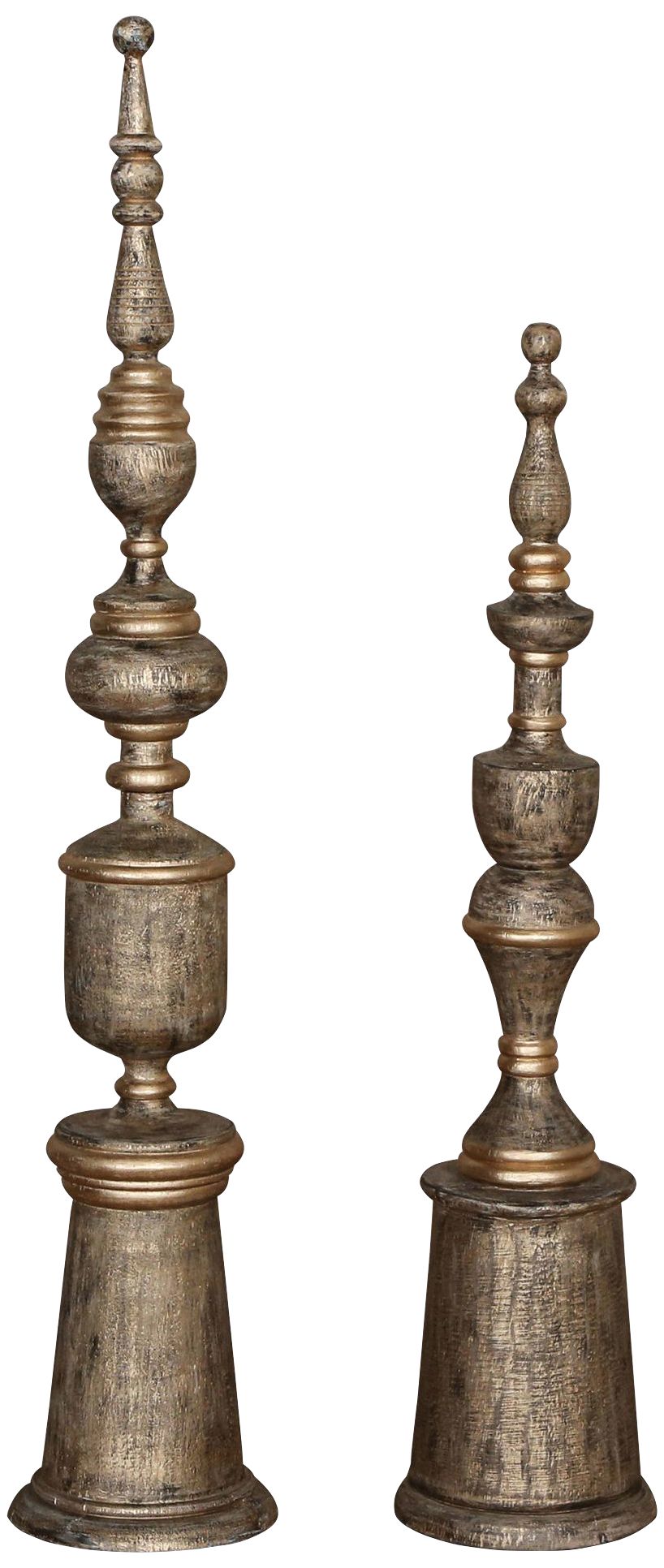 Uttermost Nalini Light Charcoal Decorative Finials Set of 2 88E62