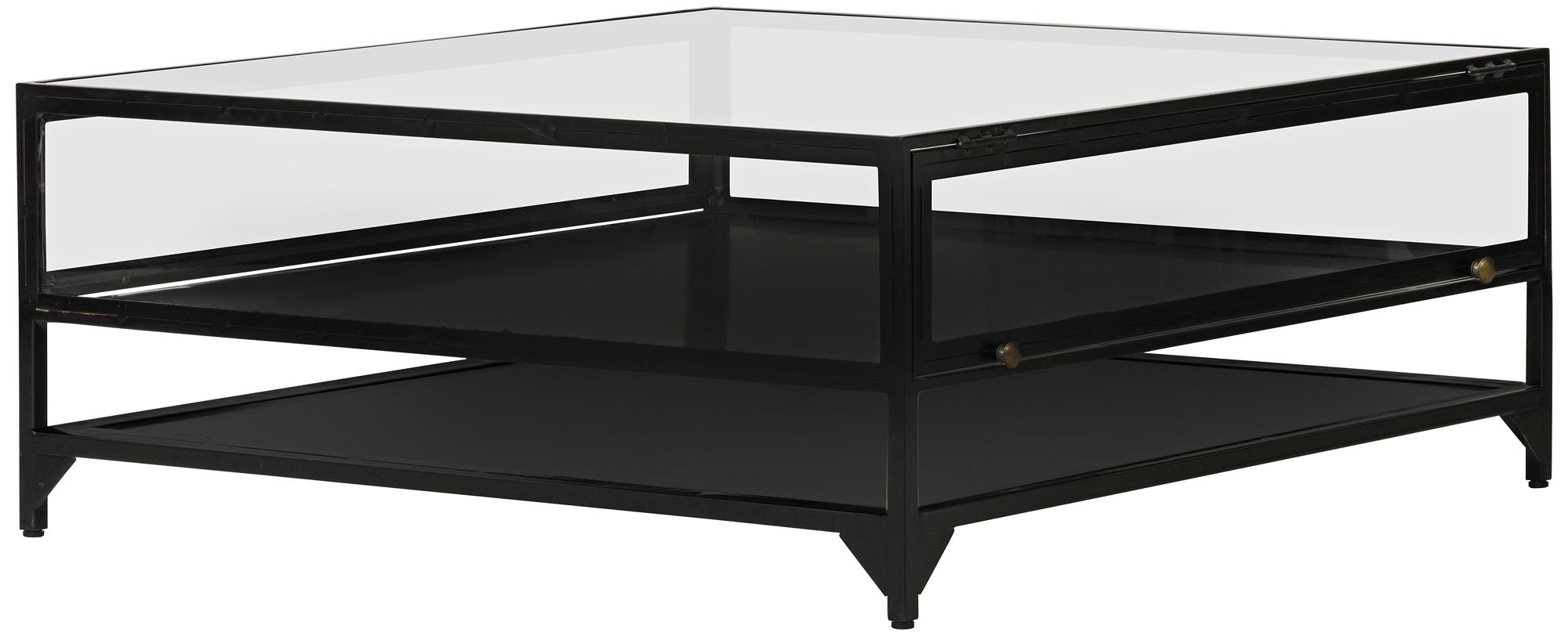 Black Shadow Box Coffee Table Shadow Box 39 3/4"W Square Matte Black 2Shelf Coffee Table 89A11