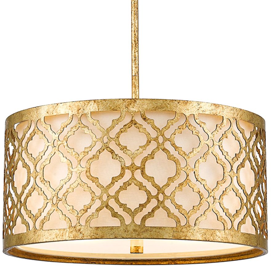 Arabella 16" Wide Distressed Gold Drum Pendant Light 89K97 Lamps Plus