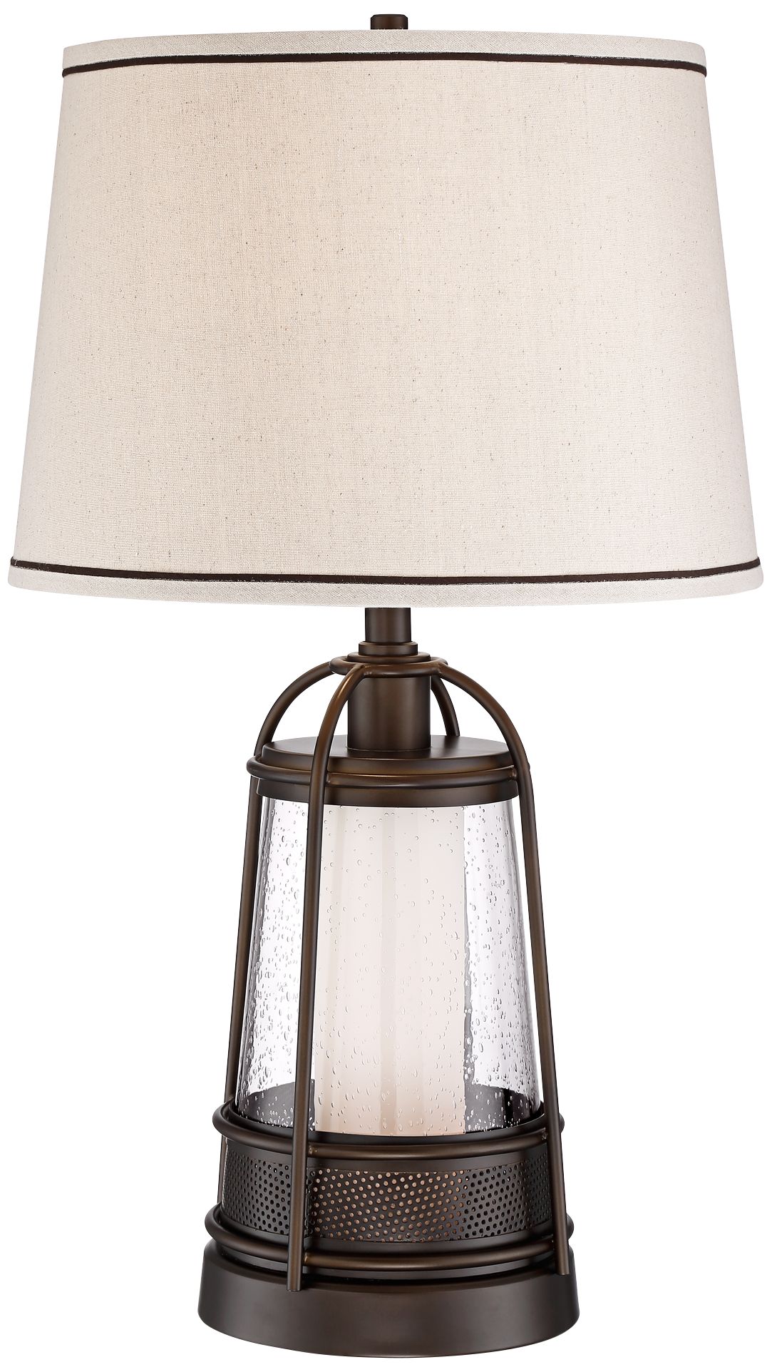 Hugh Bronze Lantern Night Light Table Lamp with Table Top Dimmer 89M11 Lamps Plus