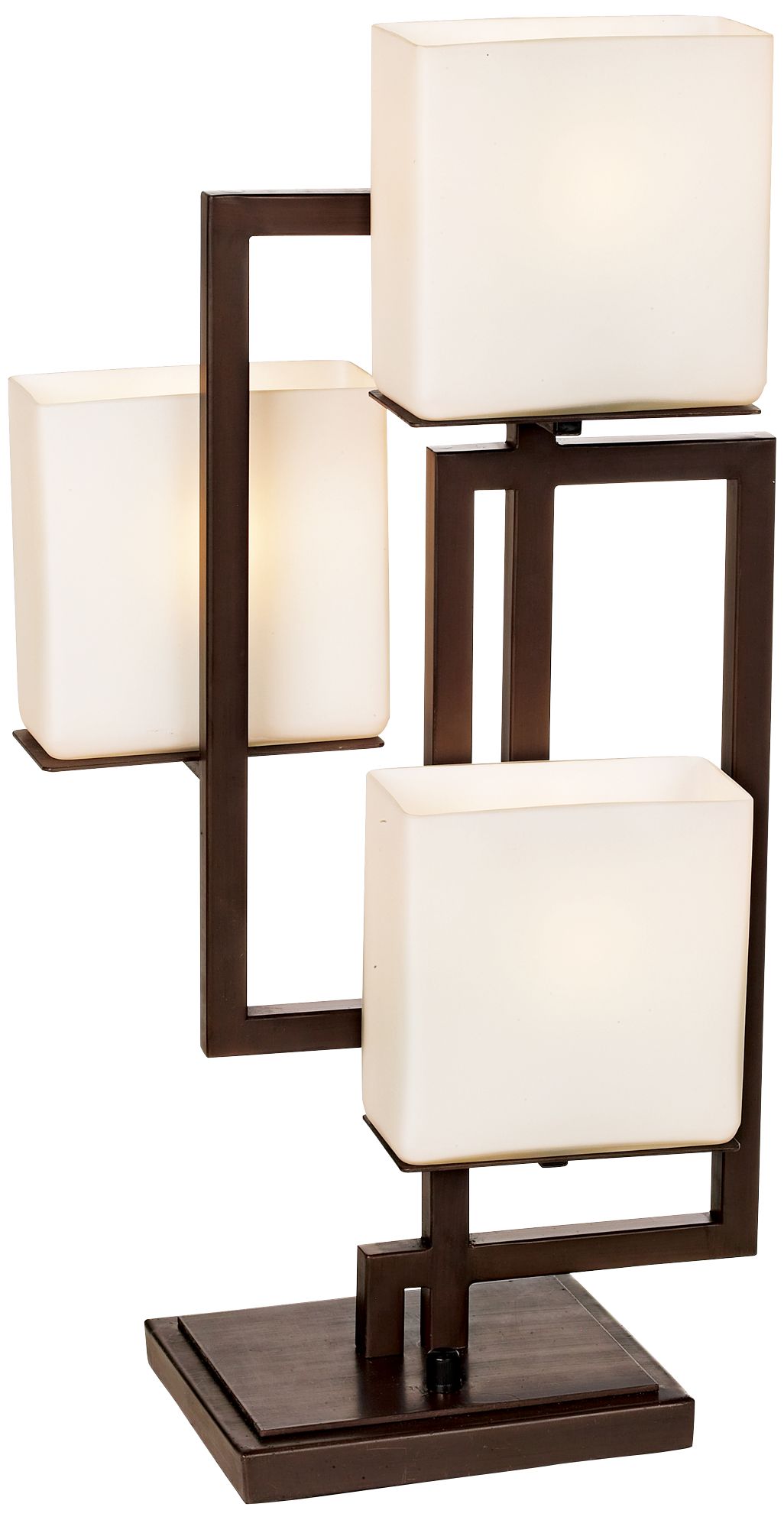Lighting on the Square Bronze Accent Lamp with Table Top Dimmer