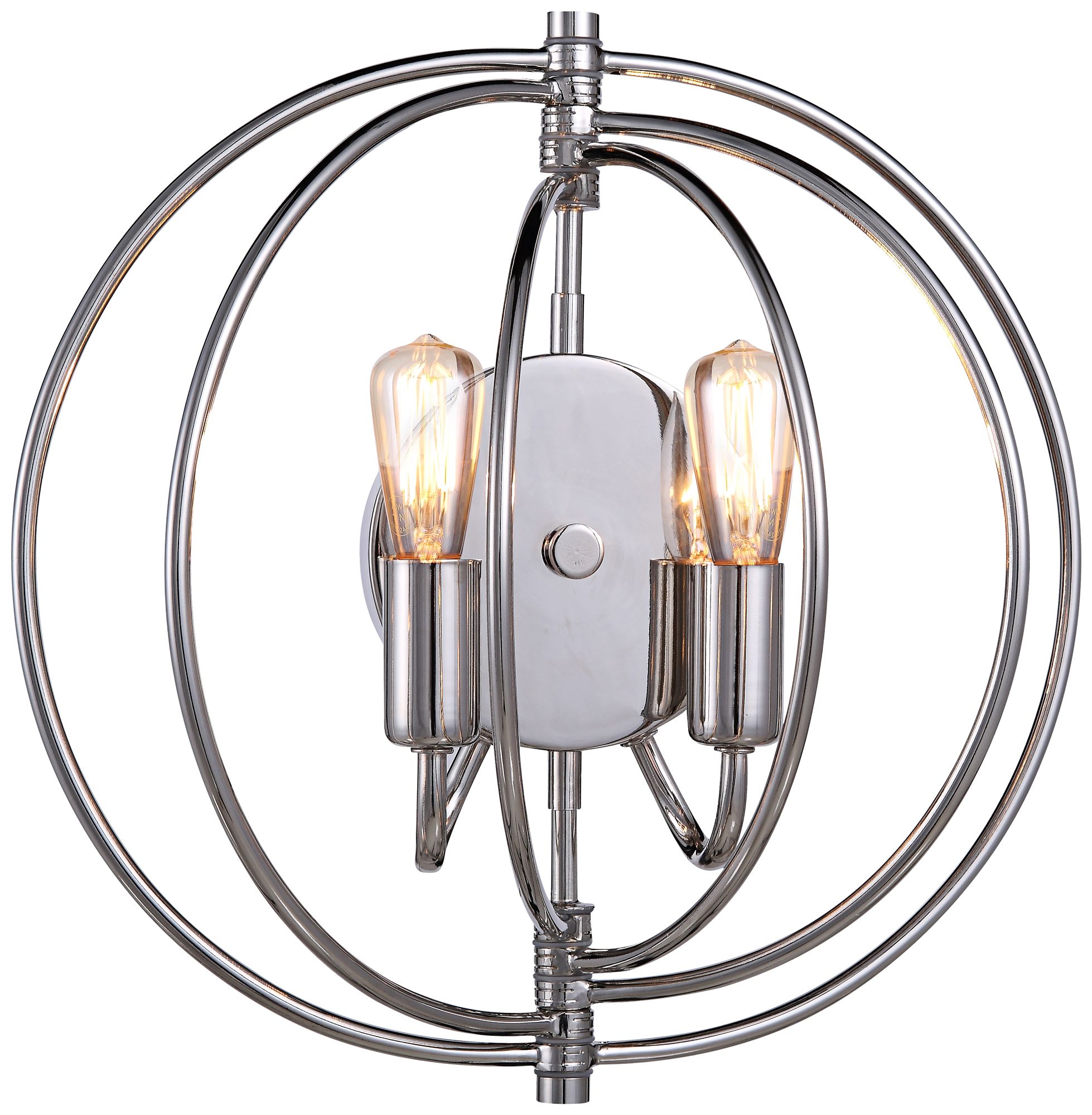 Vienne 13" High Polished Nickel Round 2Light Wall Sconce 8M586
