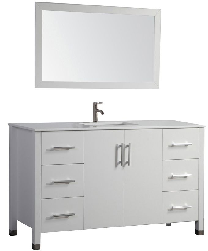 Monaco 48" White 6Drawer Bathroom Vanity and Mirror Set 8R697