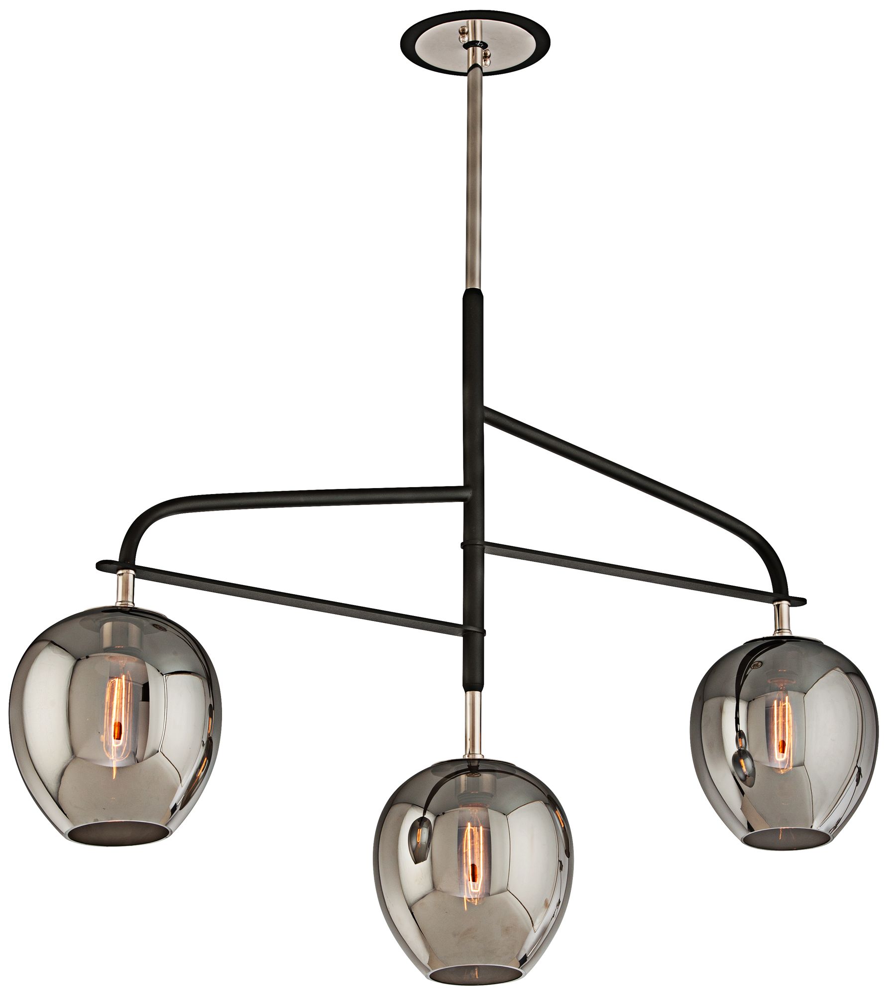 Odyssey 44" Wide Black and Smoked Glass Island Pendant 8X107 Lamps