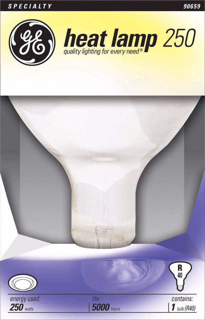 GE 250 watt R40 Standard Base Heat Lamp Bulb 90659 Lamps Plus