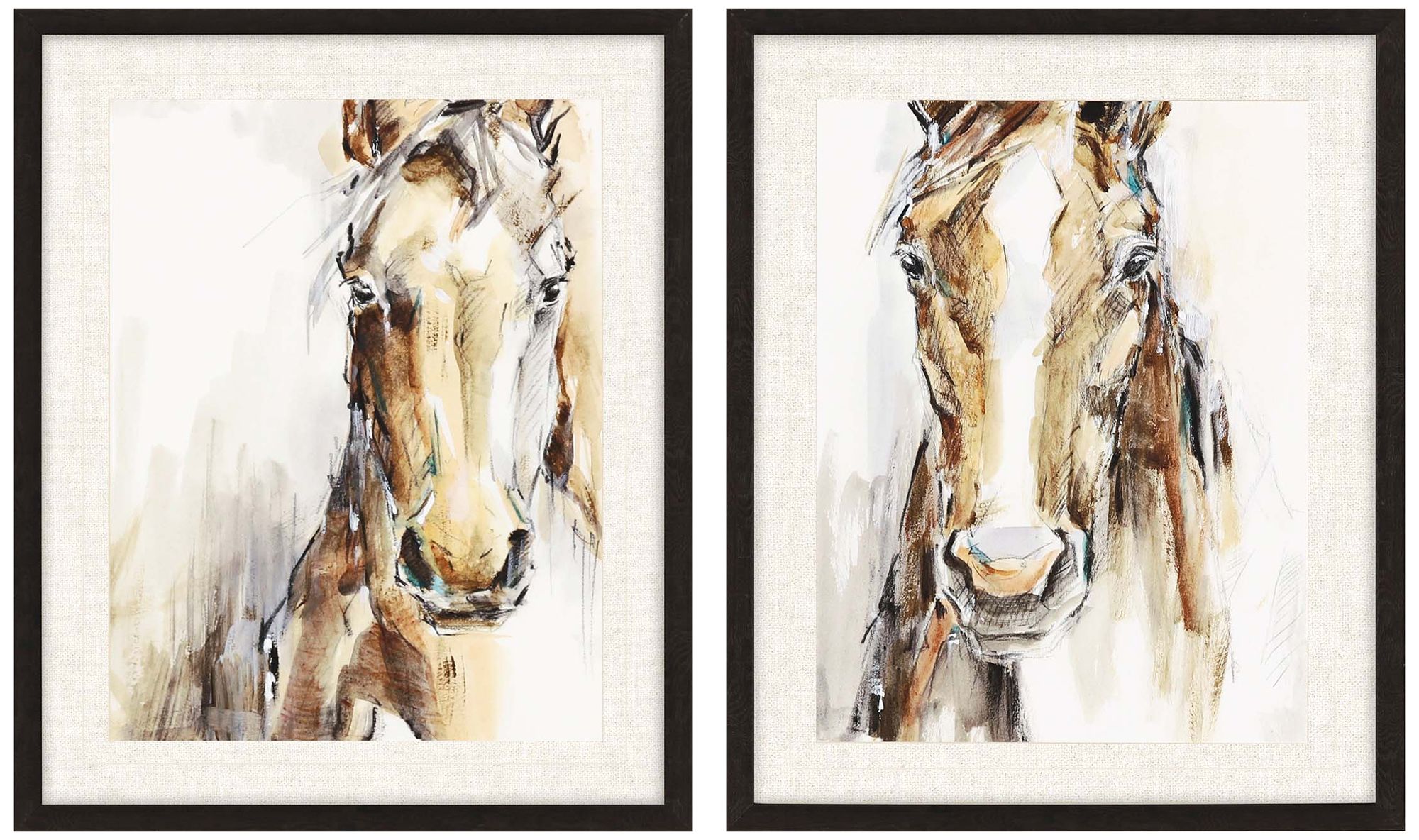 Gift Horse 30" High 2Piece Framed Giclee Wall Art Set 91A08 Lamps