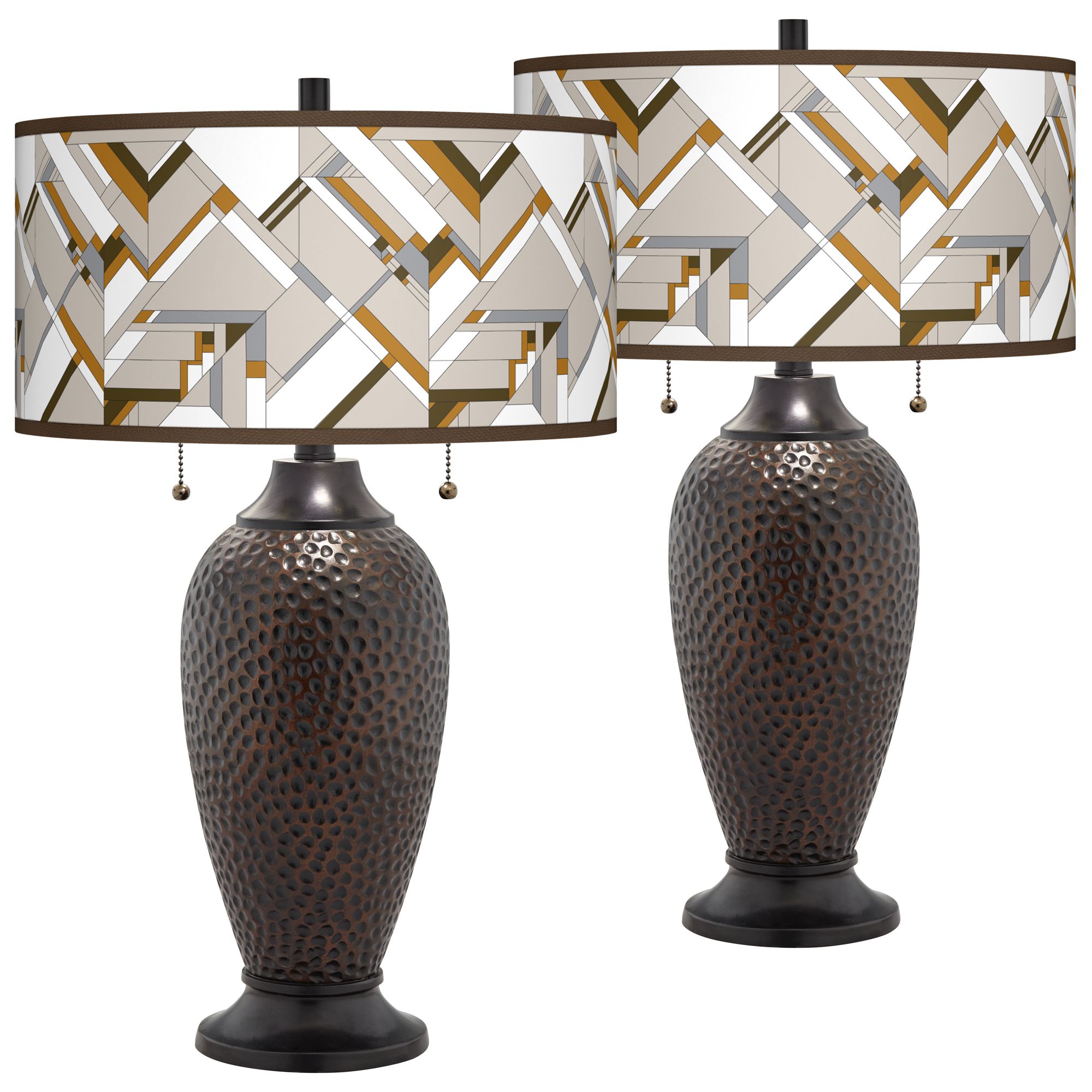 Craftsman Mosaic Zoey OilRubbed Bronze Table Lamps Set of 2 92G40
