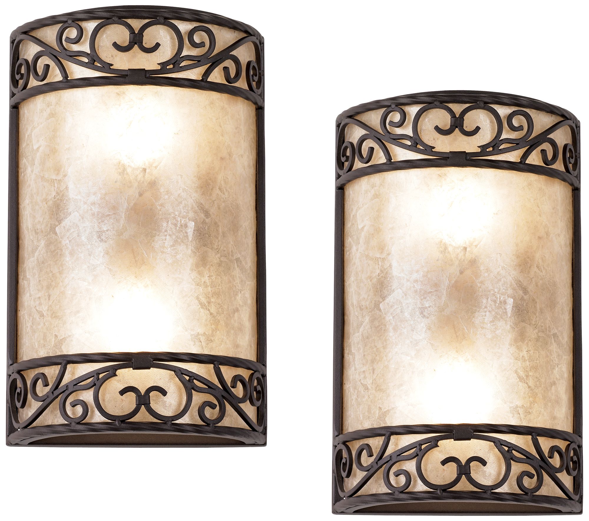 Natural Mica 12 1/2" High Wall Sconce Fixtures Set of 2 92V92