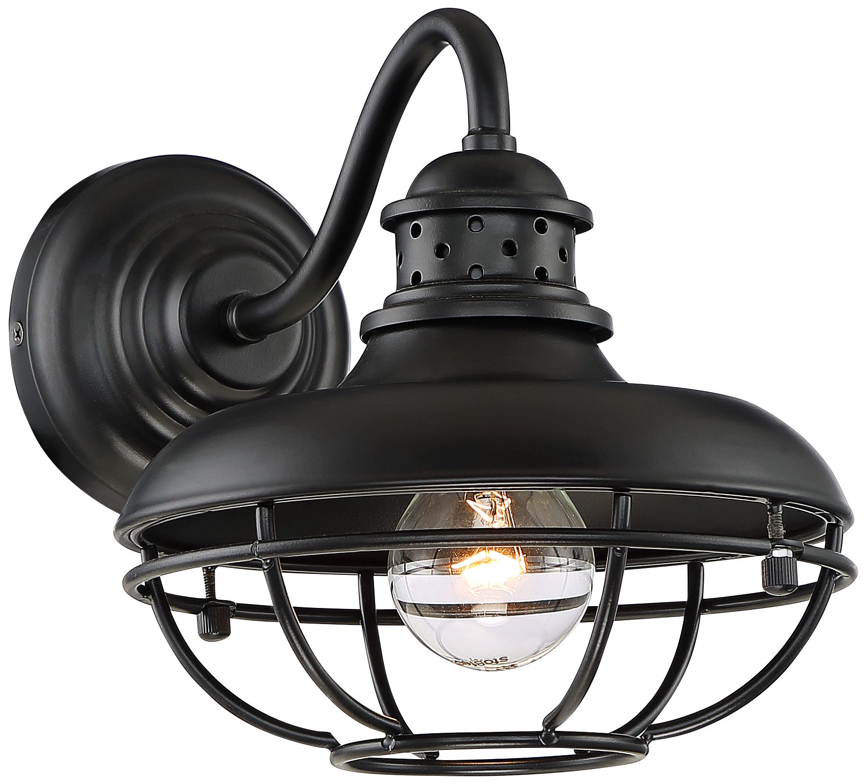 Franklin Park 9" High Black Finish Metal Cage Outdoor Wall Light