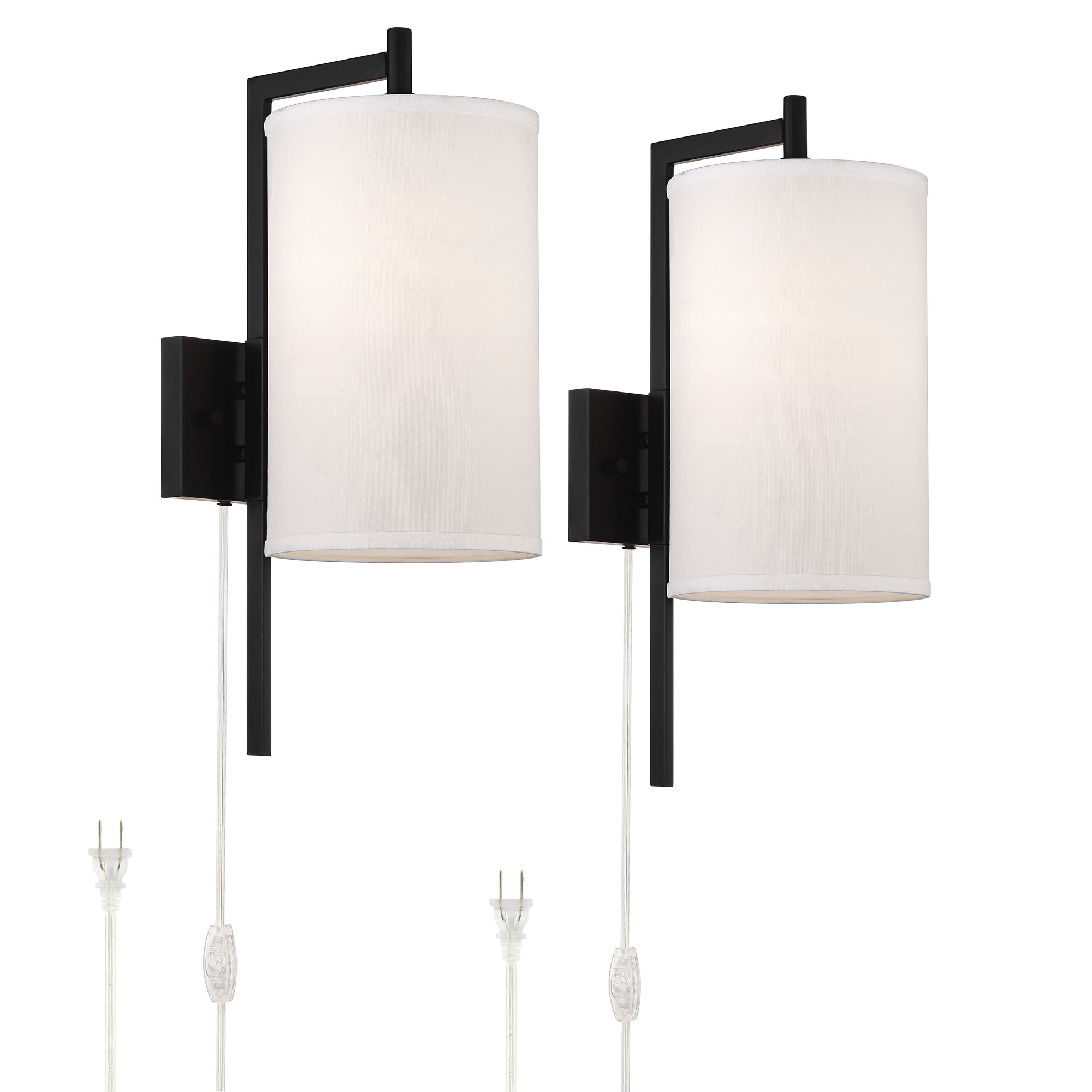 Bixby Modern PlugIn Wall Lamps Set of 2 93A48 Lamps Plus